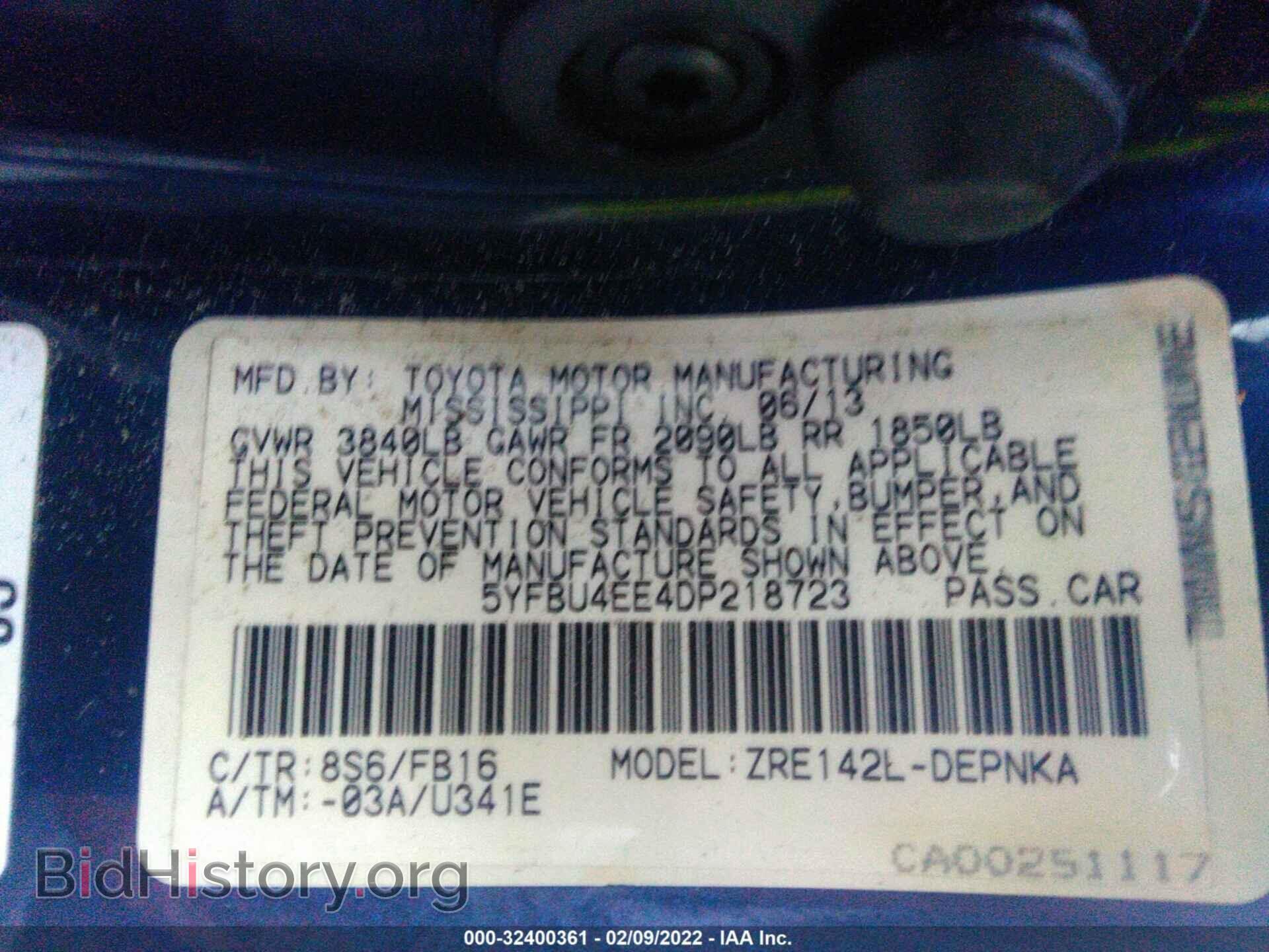 2013 TOYOTA COROLLA - VIN: 5YFBU4EE4DP218723 - Фото 9