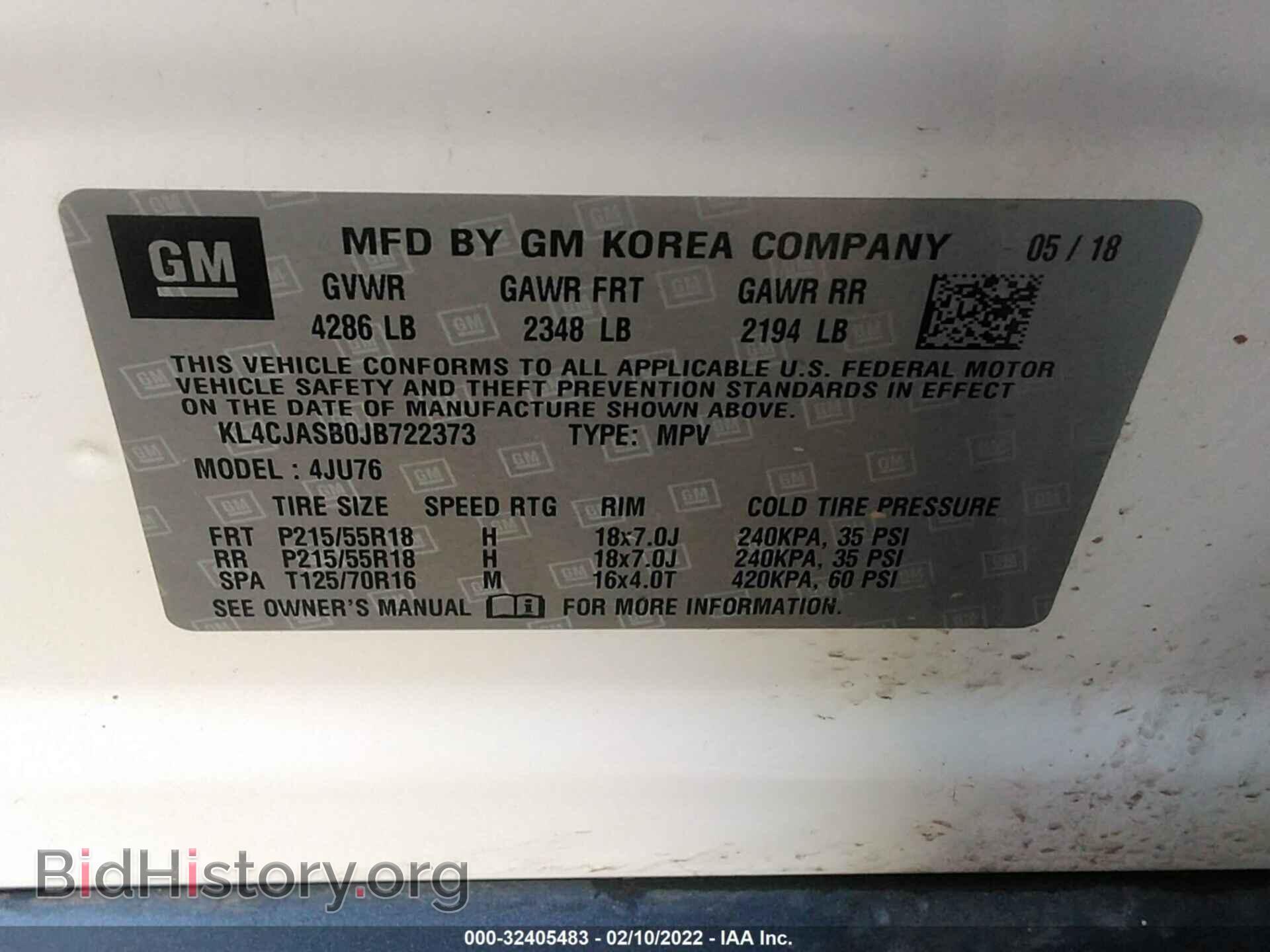 2018 BUICK ENCORE - VIN: KL4CJASB0JB722373 - Фото 9