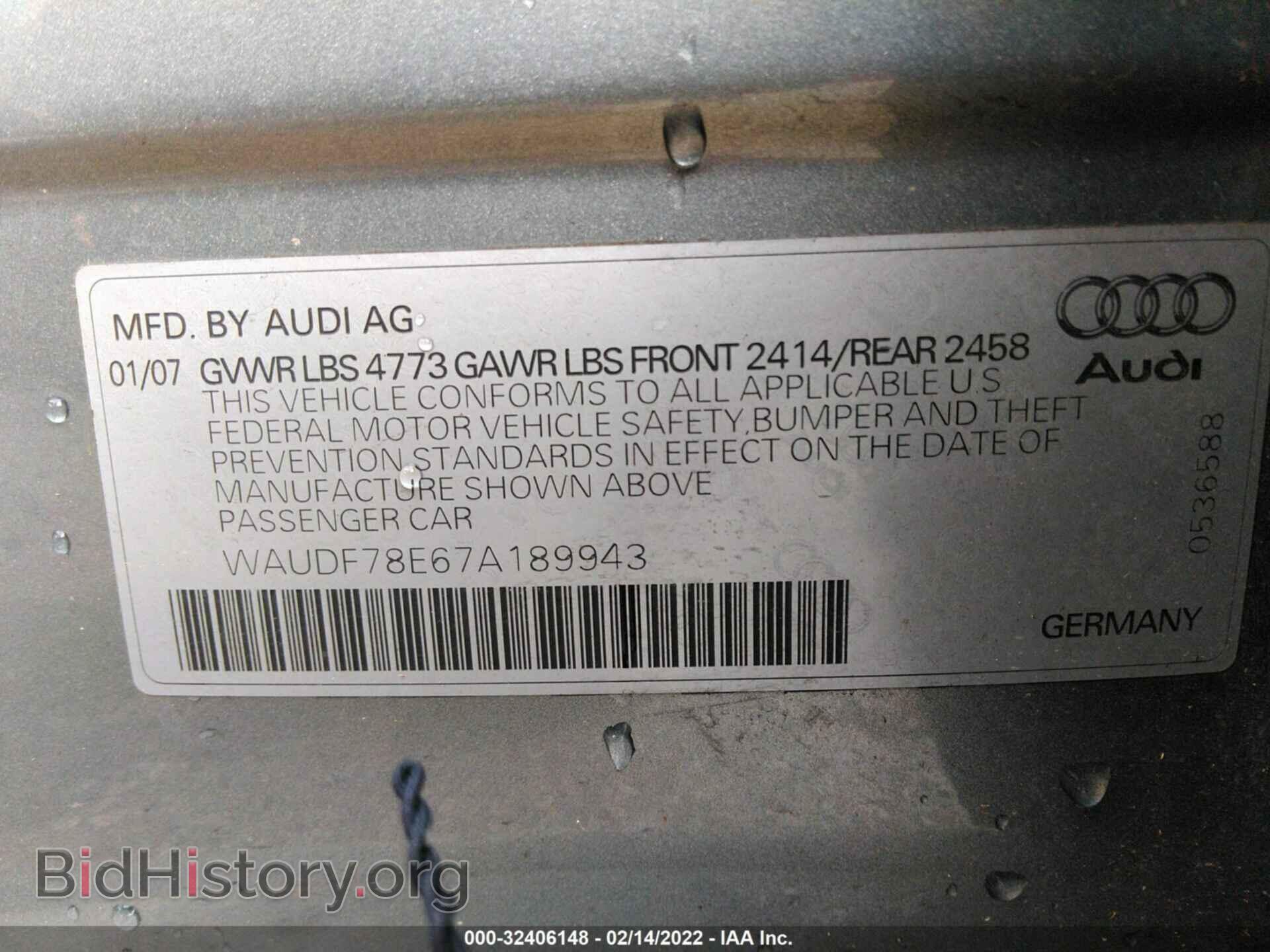 2007 AUDI A4 - VIN: WAUDF78E67A189943 - Photo 9
