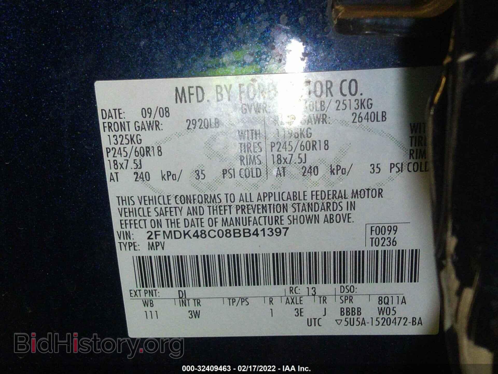 2008 FORD EDGE - VIN: 2FMDK48C08BB41397 - Фото 9