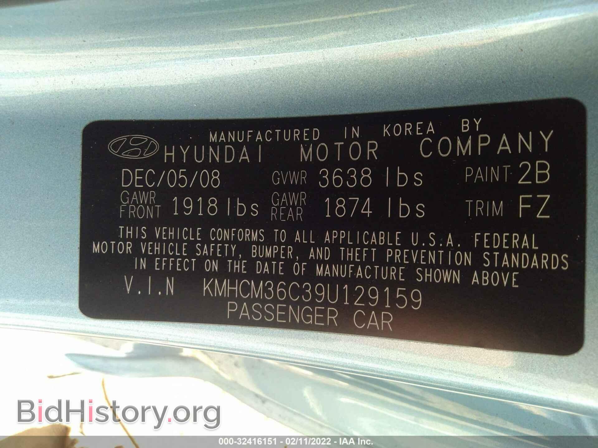 2009 HYUNDAI ACCENT - VIN: KMHCM36C39U129159 - Фото 9