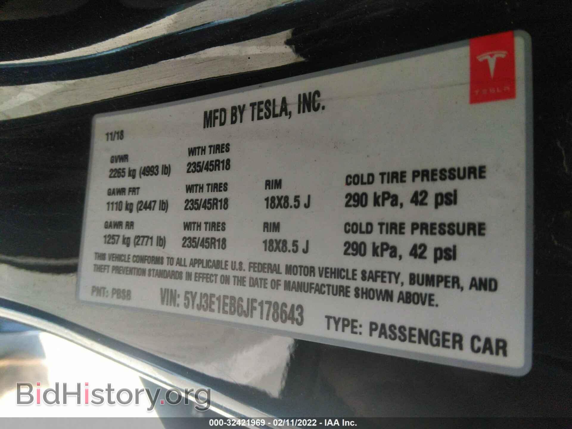 2018 TESLA MODEL 3 - VIN: 5YJ3E1EB6JF178643 - Фото 9
