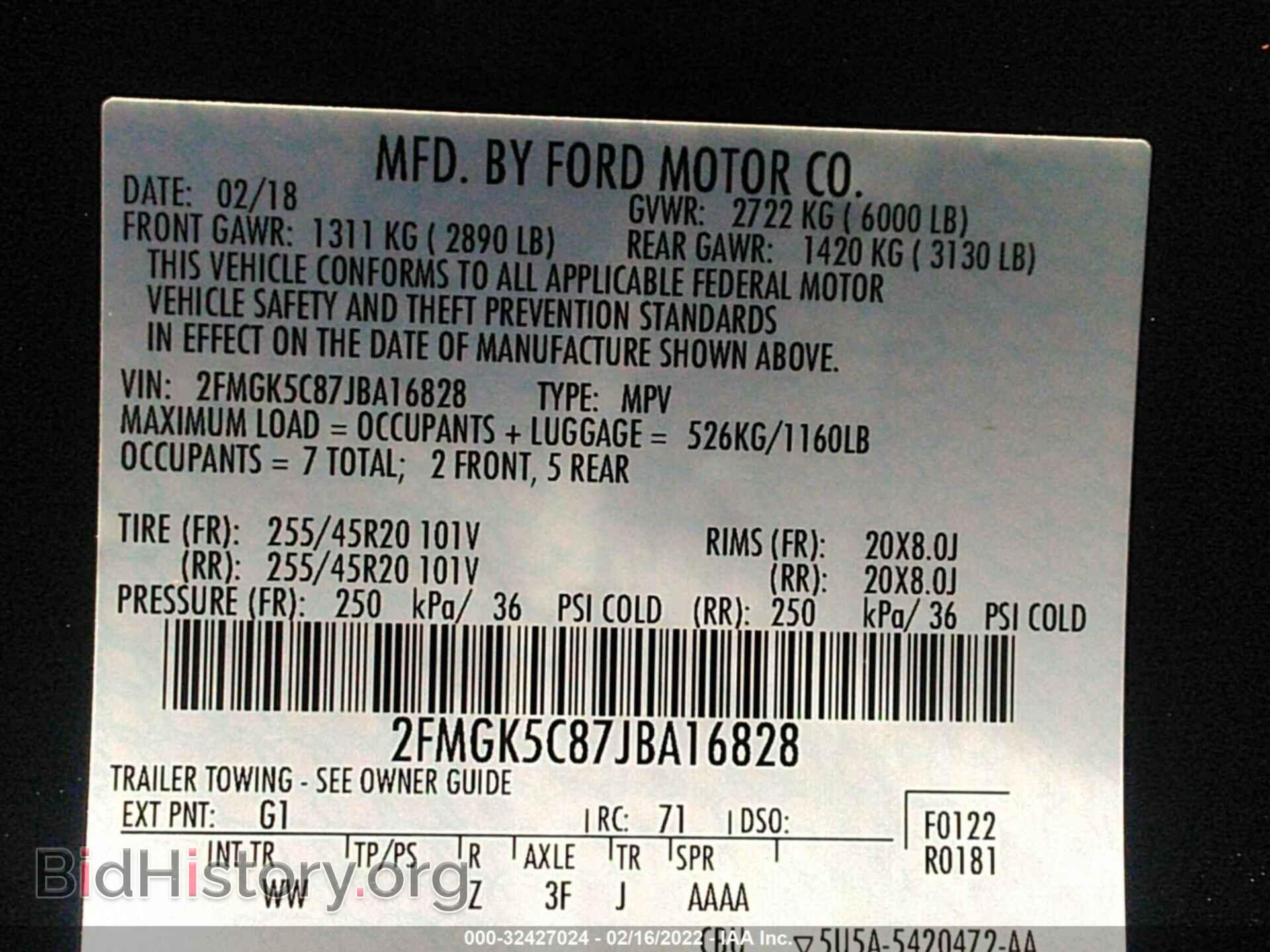 2018 FORD FLEX - VIN: 2FMGK5C87JBA16828 - Photo 9