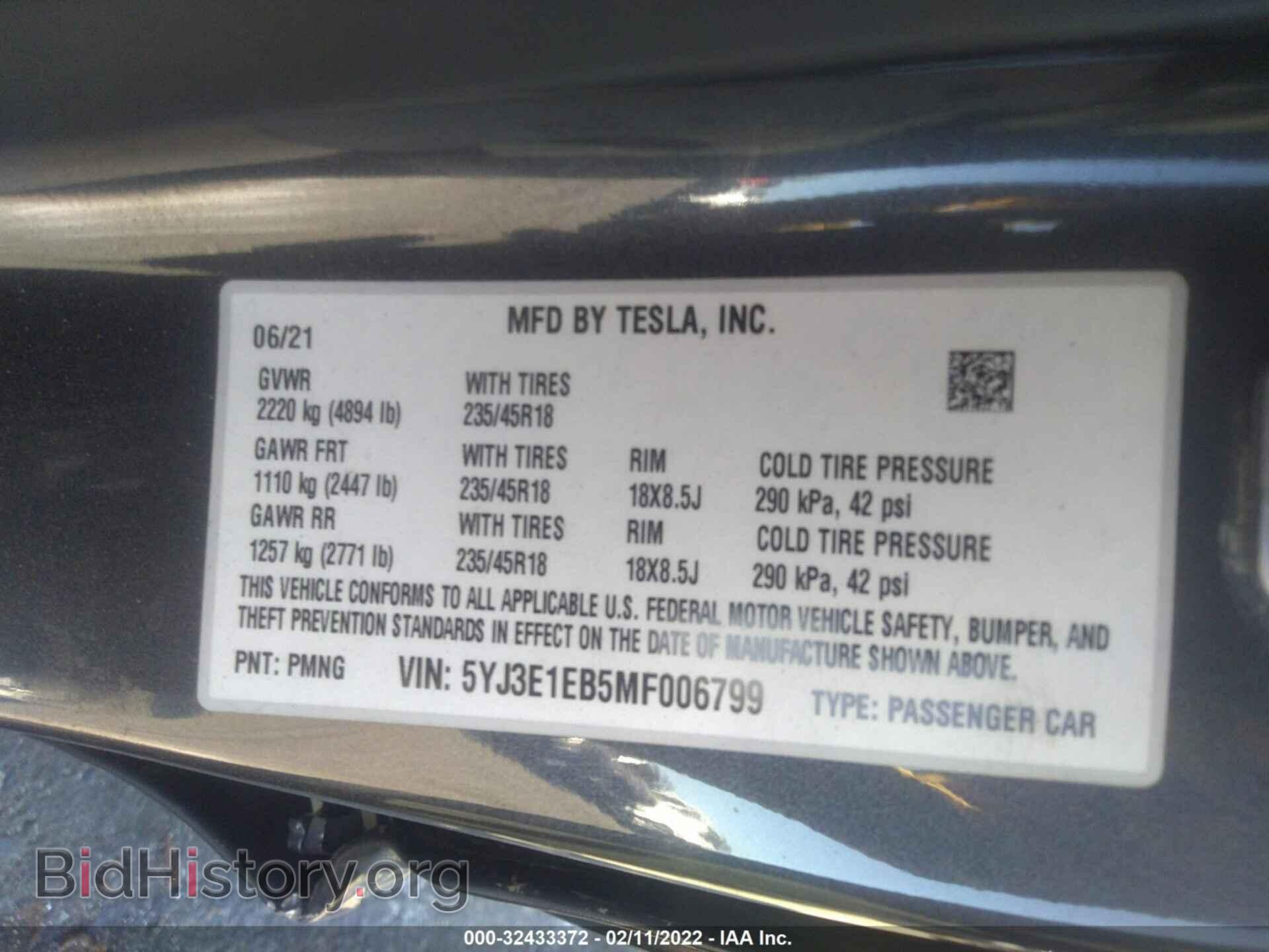 2021 TESLA MODEL 3 - VIN: 5YJ3E1EB5MF006799 - Photo 9
