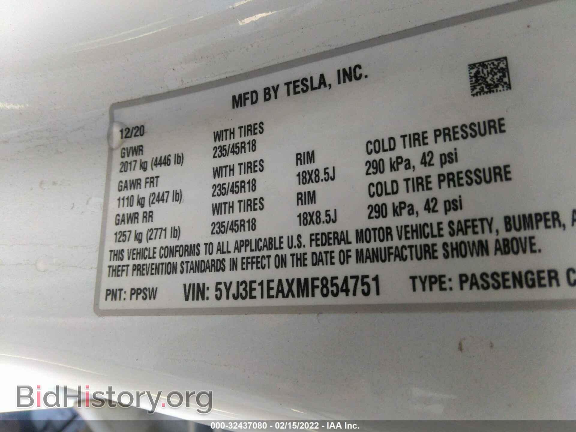 2021 TESLA MODEL 3 - VIN: 5YJ3E1EAXMF854751 - Photo 9