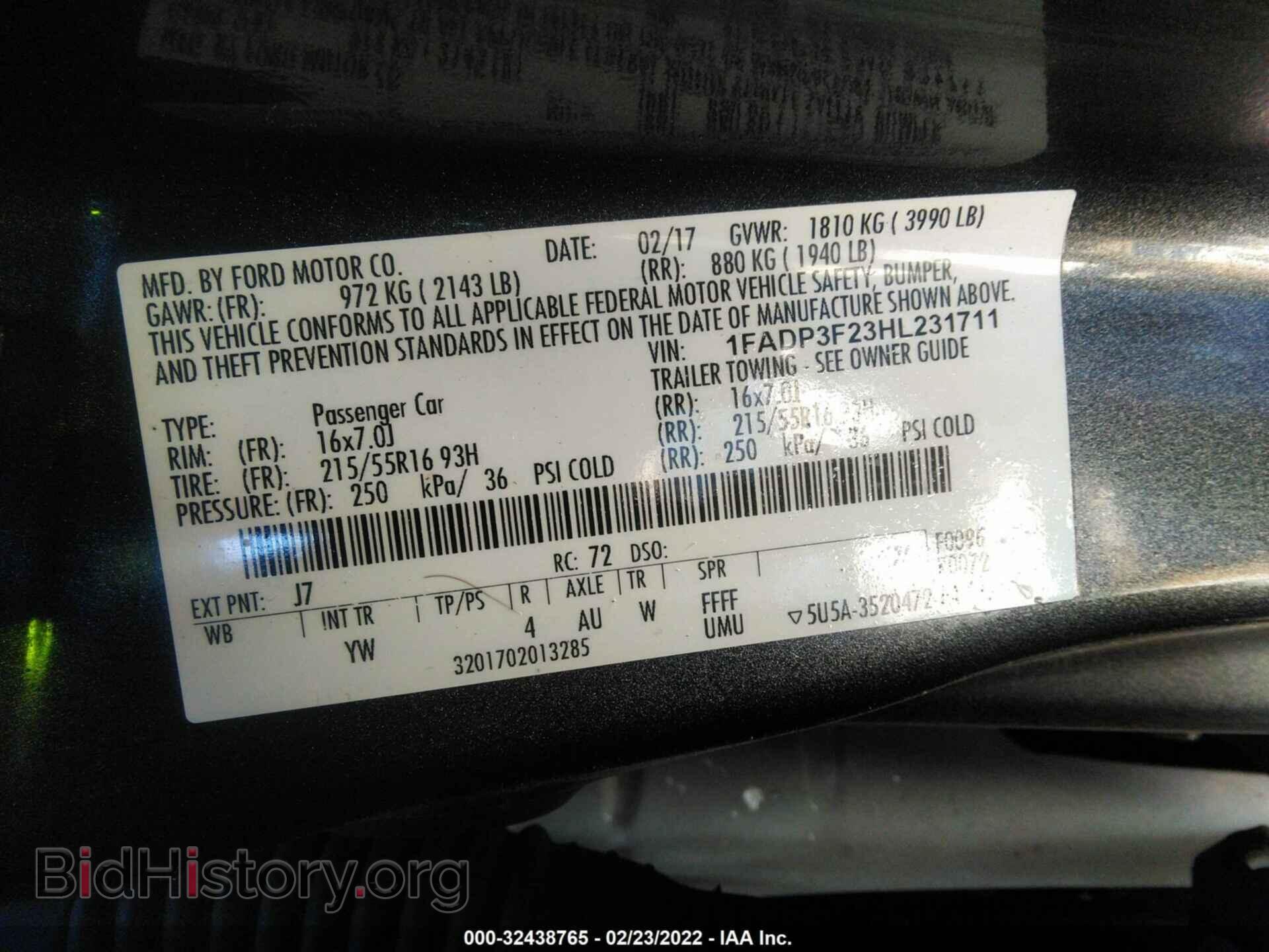 2017 FORD FOCUS - VIN: 1FADP3F23HL231711 - Фото 9