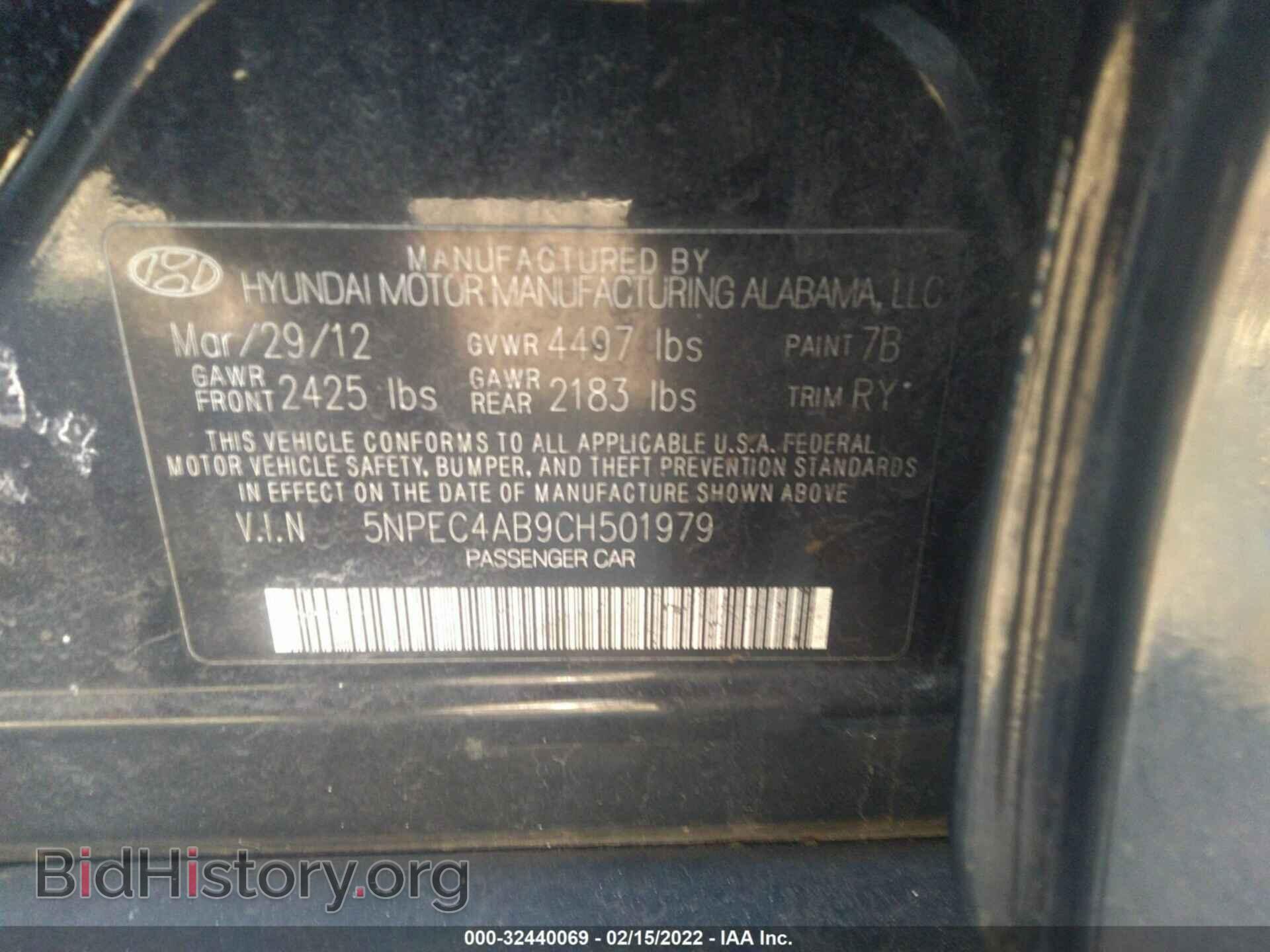 2012 HYUNDAI SONATA - VIN: 5NPEC4AB9CH501979 - Фото 9
