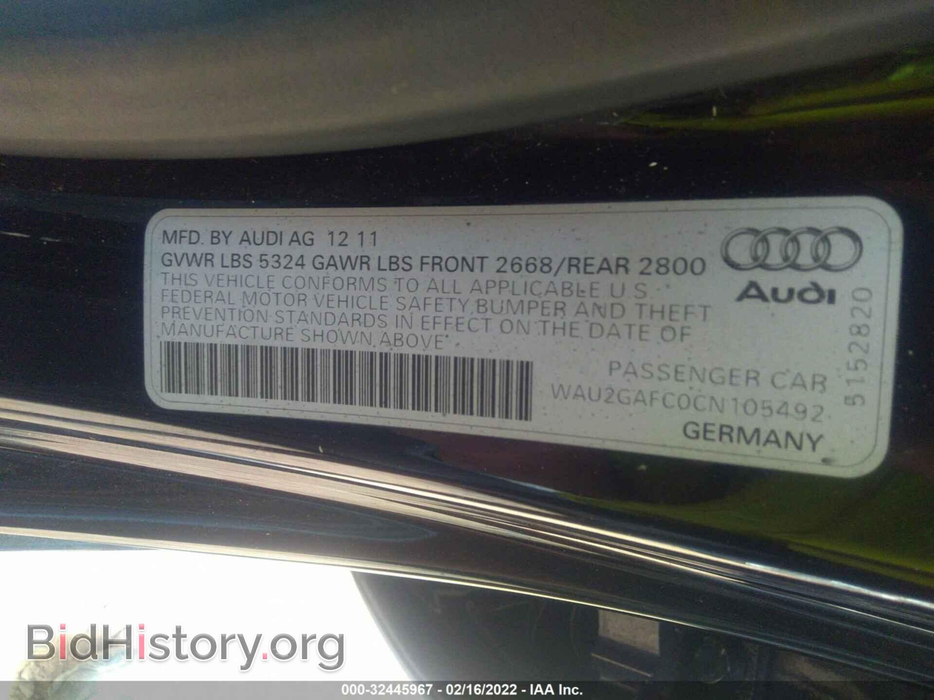 2012 AUDI A7 - VIN: WAU2GAFC0CN105492 - Фото 9