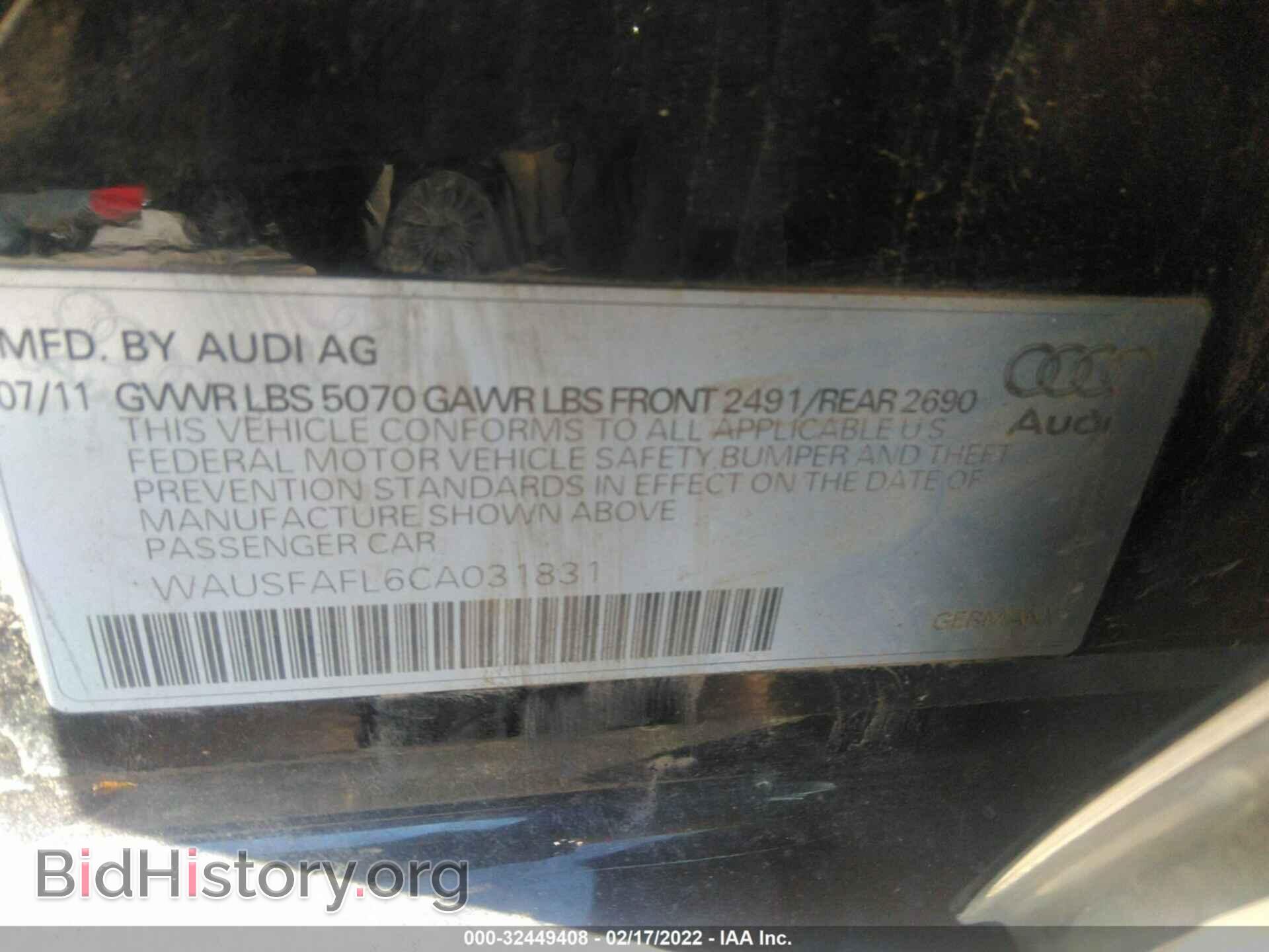 2012 AUDI A4 - VIN: WAUSFAFL6CA031831 - Фото 9