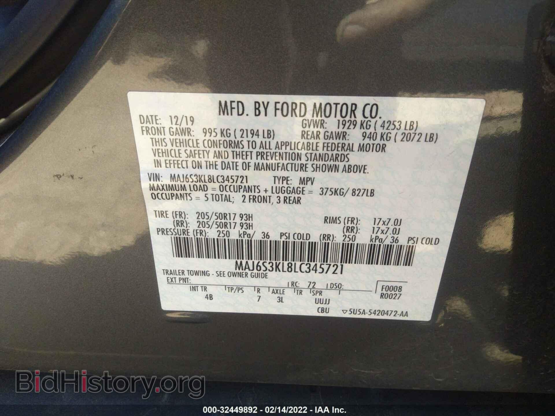 2020 FORD ECOSPORT - VIN: MAJ6S3KL8LC345721 - Photo 9
