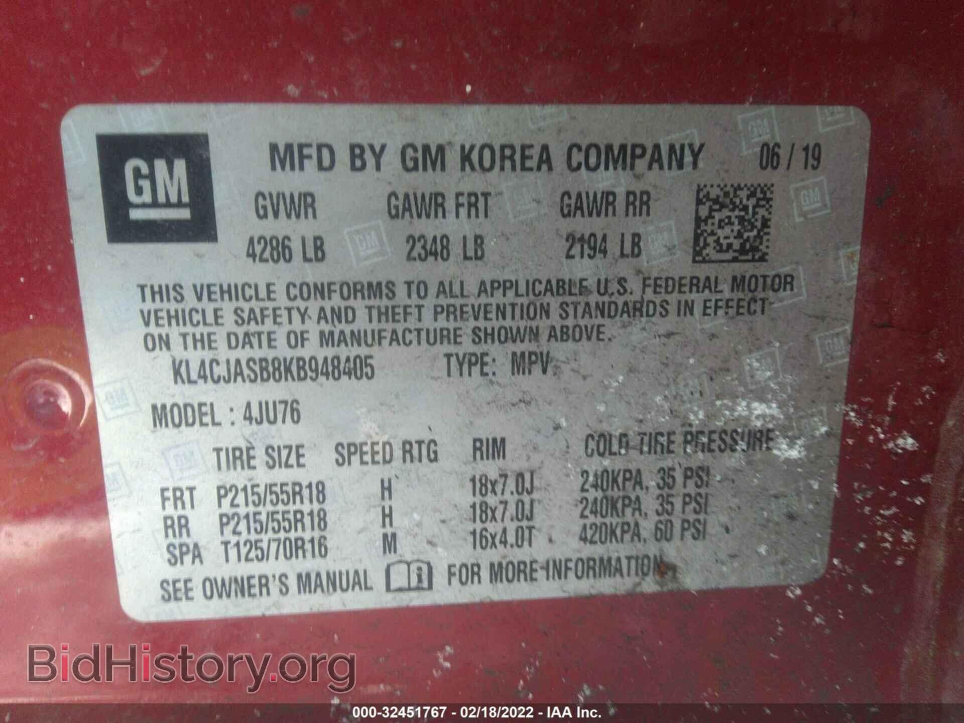 2019 BUICK ENCORE - VIN: KL4CJASB8KB948405 - Photo 9