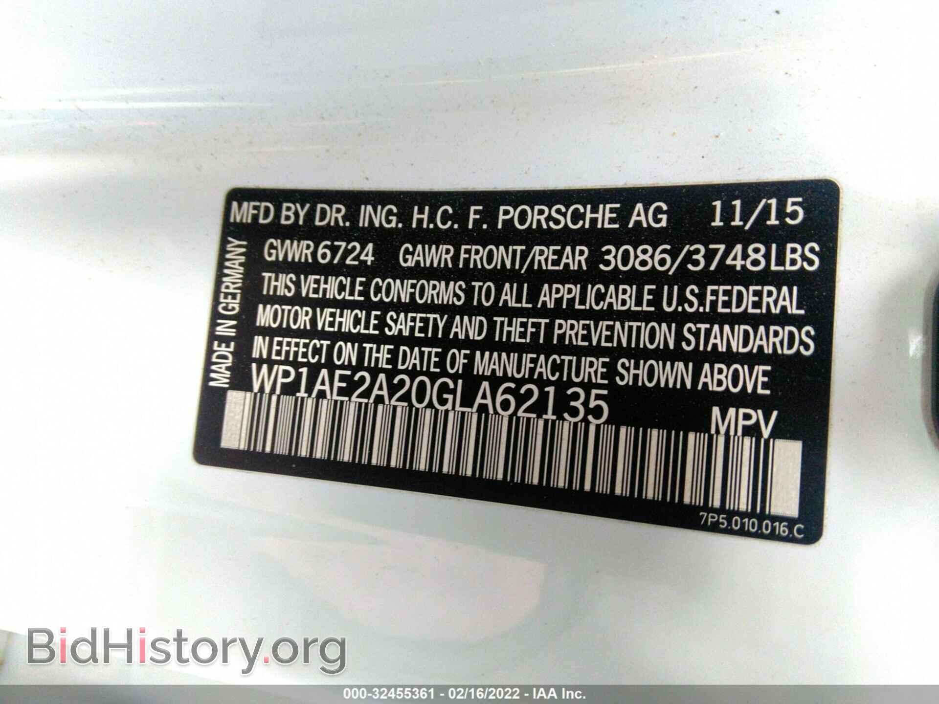 2016 PORSCHE CAYENNE - VIN: WP1AE2A20GLA62135 - Фото 9