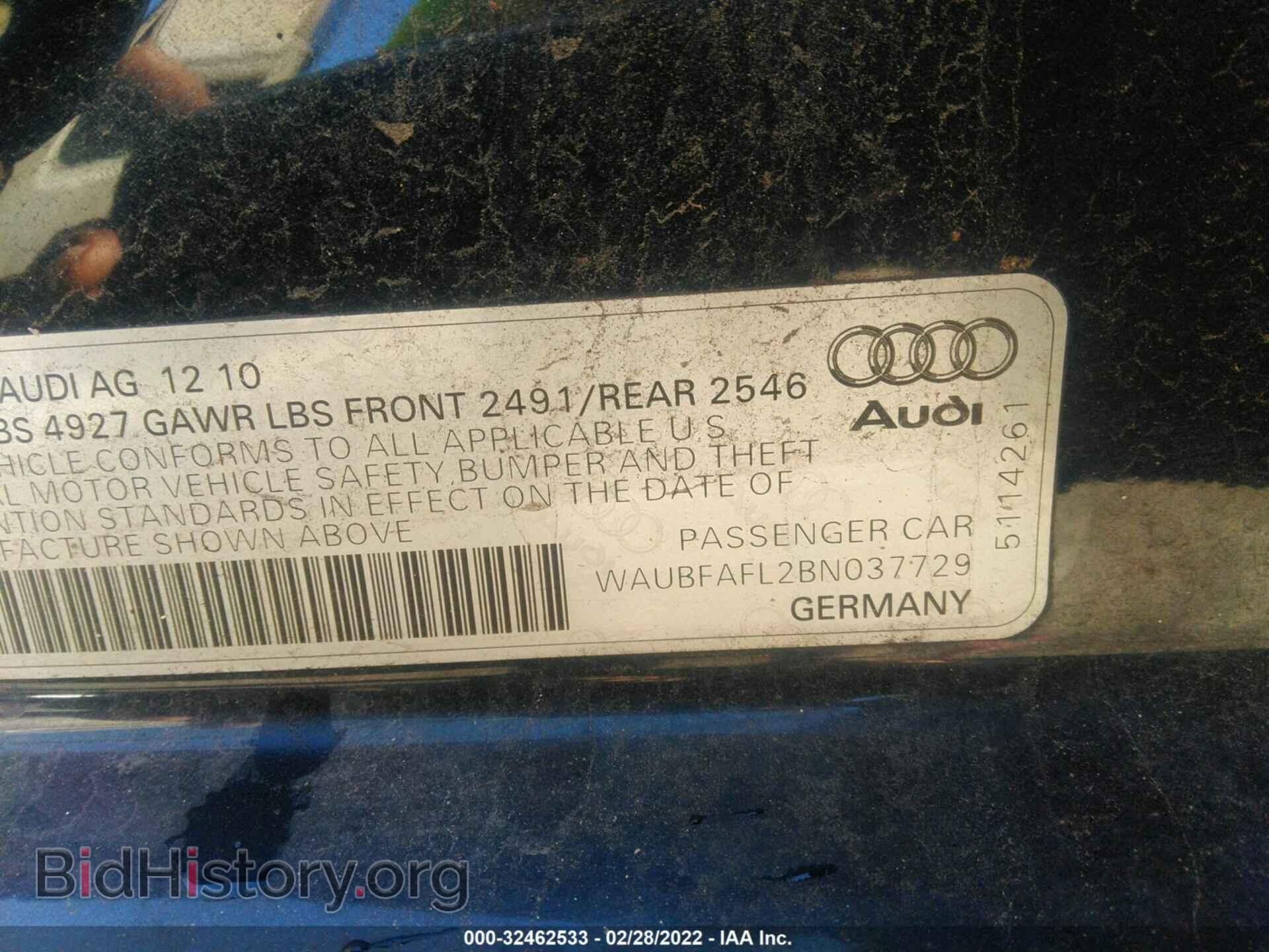 2011 AUDI A4 - VIN: WAUBFAFL2BN037729 - Фото 9