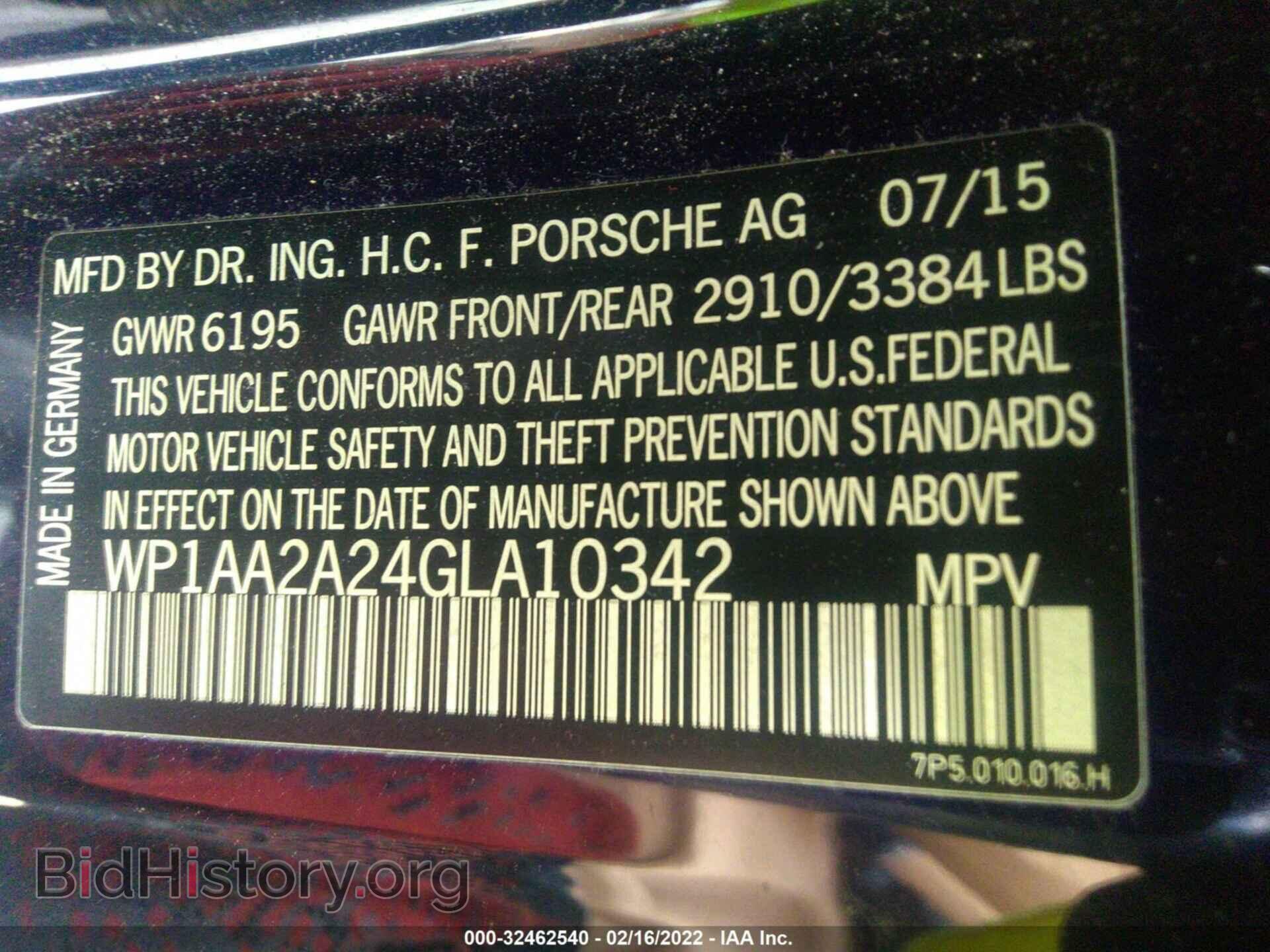 2016 PORSCHE CAYENNE - VIN: WP1AA2A24GLA10342 - Фото 9