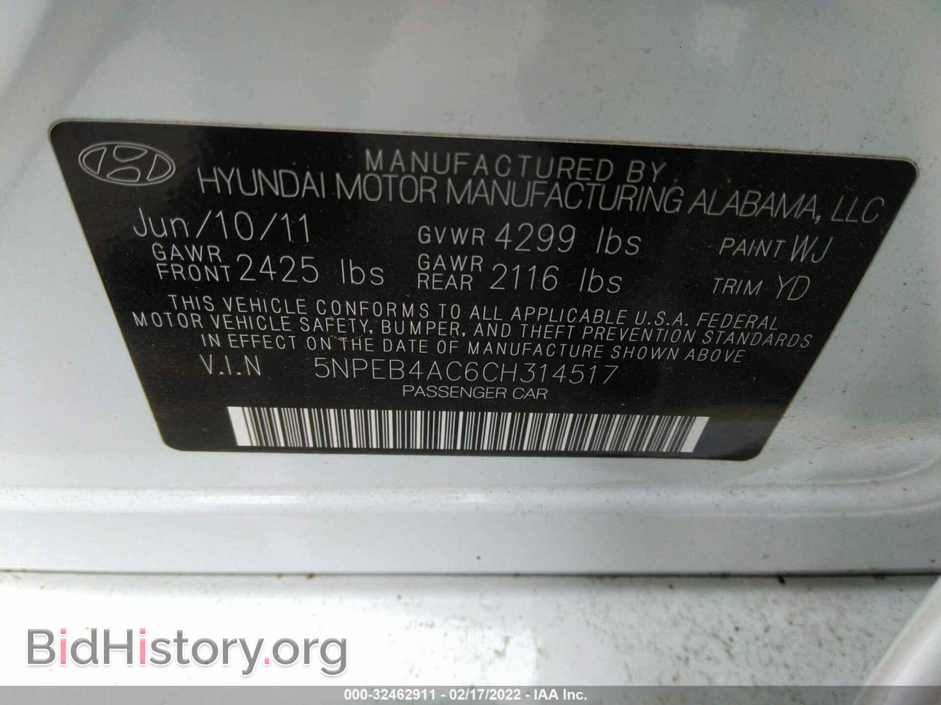 2012 HYUNDAI SONATA - VIN: 5NPEB4AC6CH314517 - Фото 9