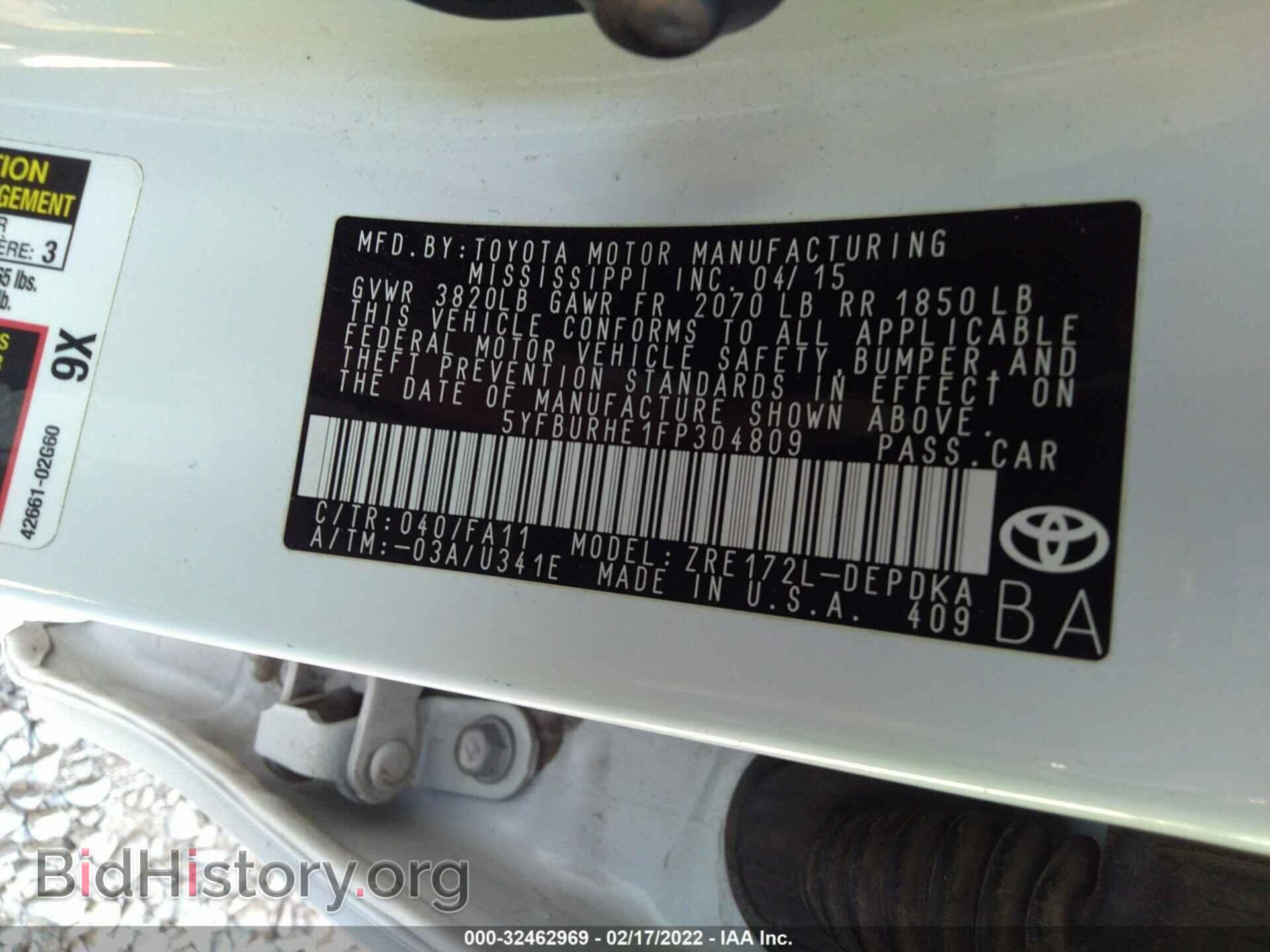 2015 TOYOTA COROLLA - VIN: 5YFBURHE1FP304809 - Photo 9