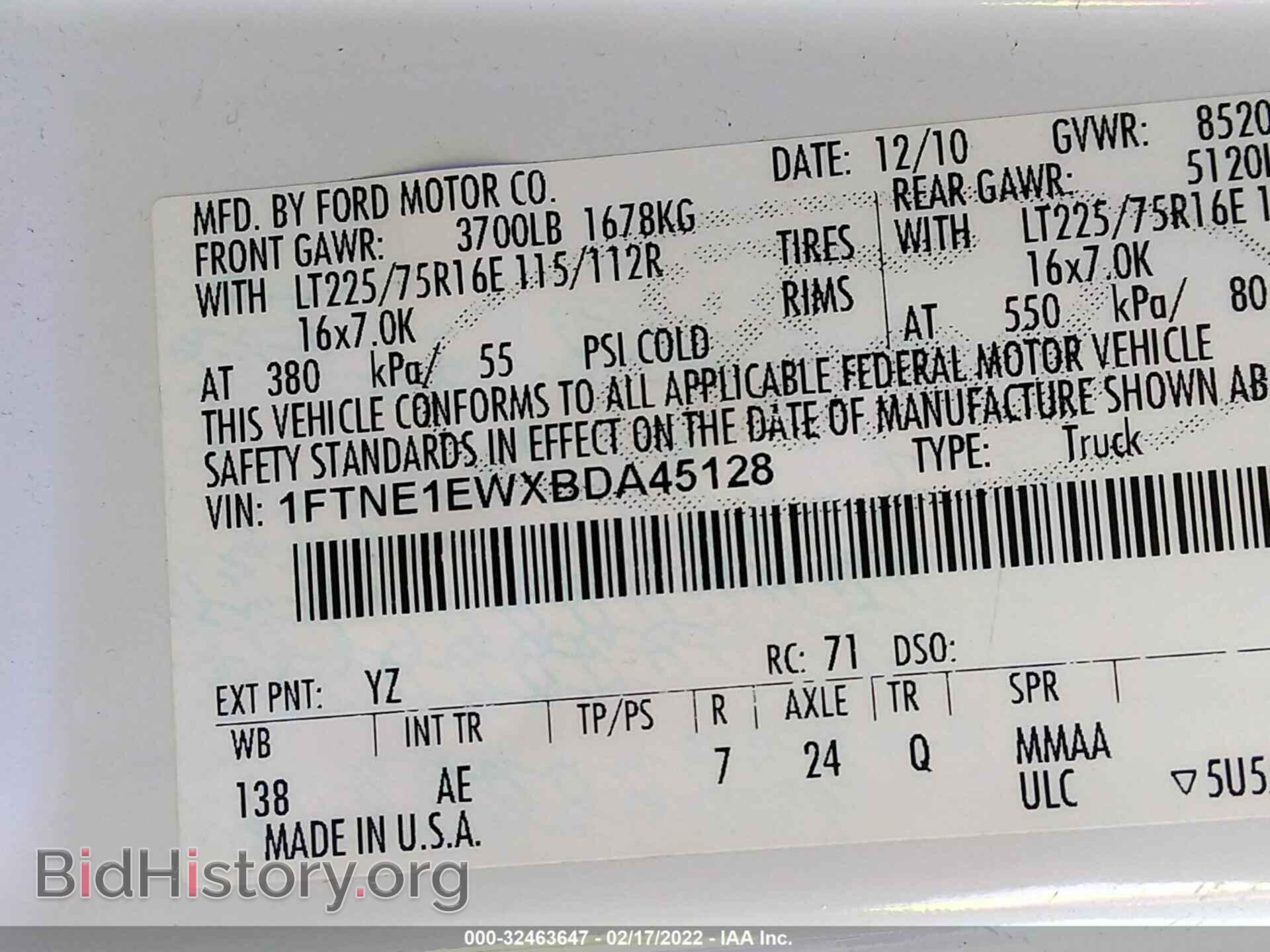 2011 FORD ECONOLINE CARGO VAN - VIN: 1FTNE1EWXBDA45128 - Фото 9