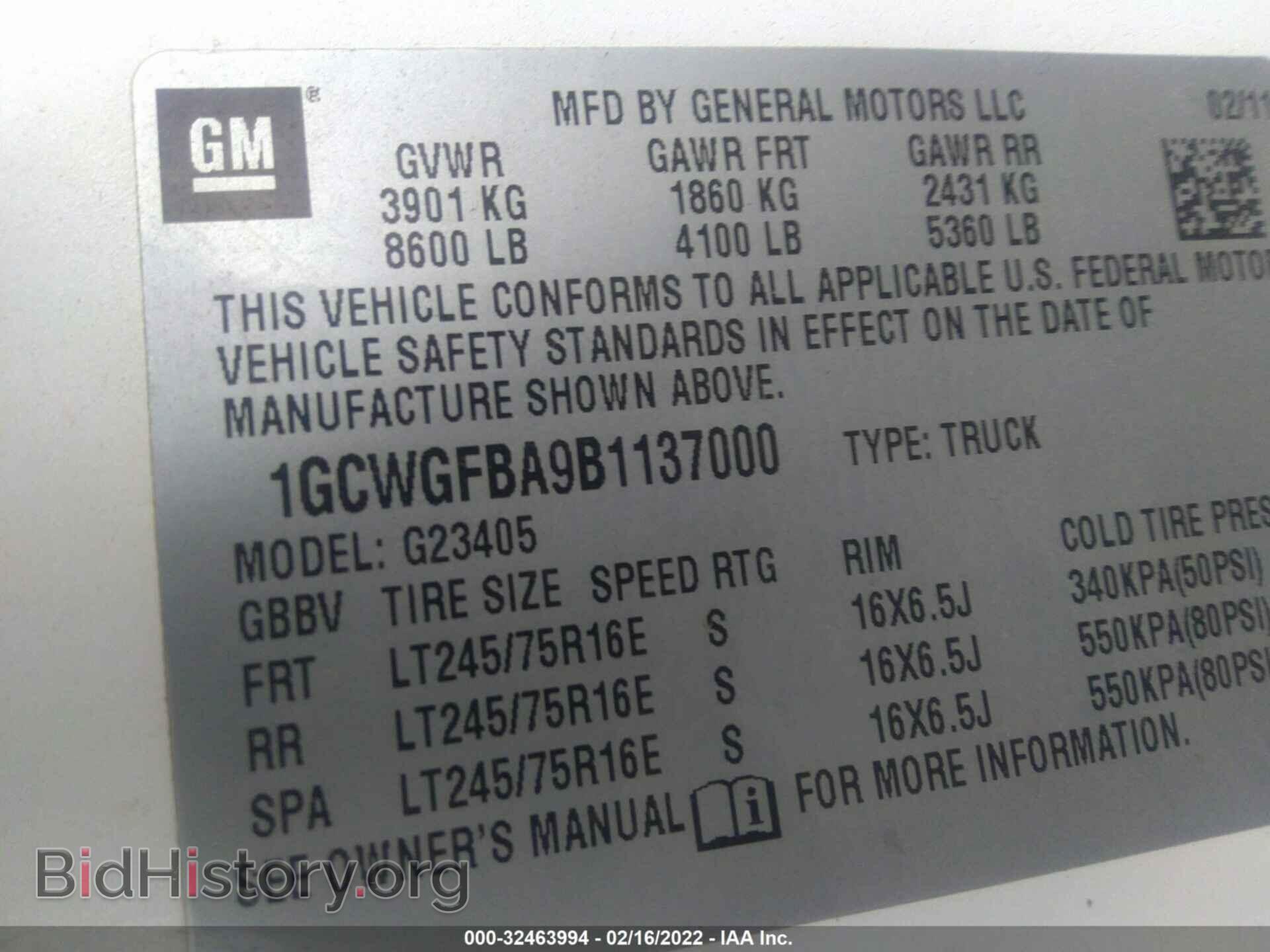 2011 CHEVROLET EXPRESS CARGO VAN - VIN: 1GCWGFBA9B1137000 - Photo 9