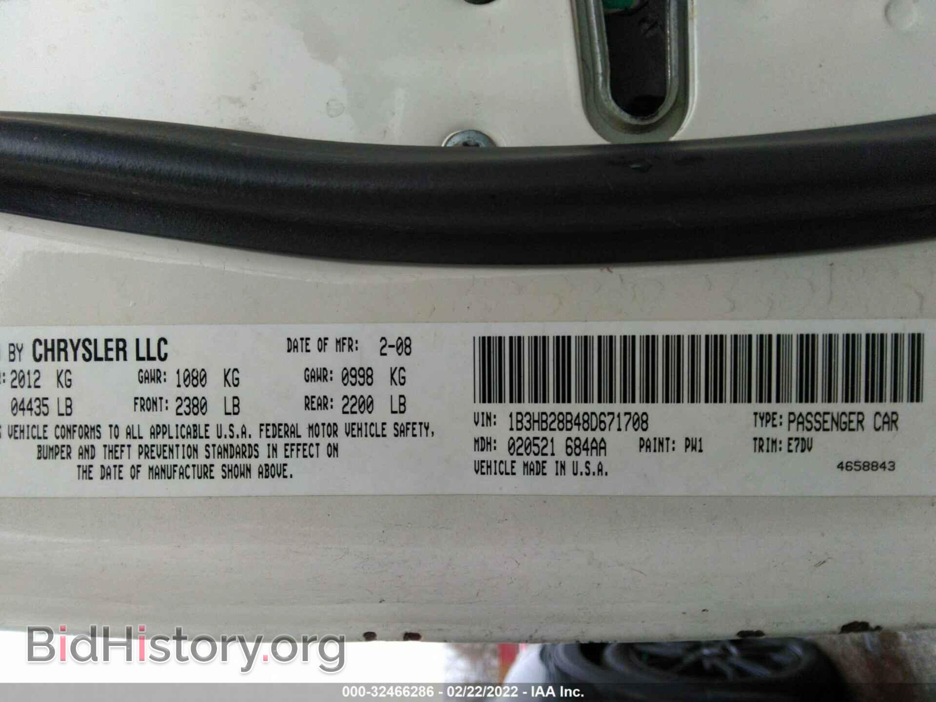 2008 DODGE CALIBER - VIN: 1B3HB28B48D671708 - Фото 9