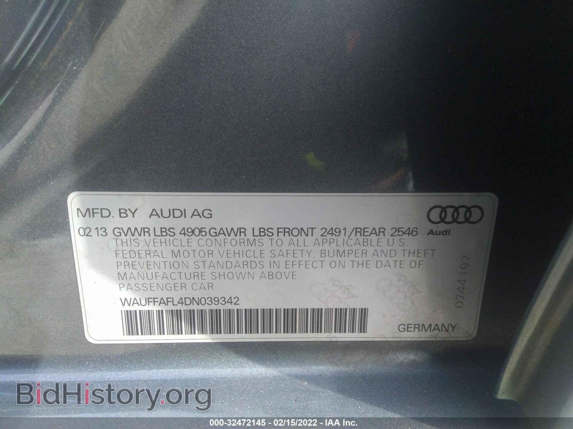2013 AUDI A4 - VIN: WAUFFAFL4DN039342 - Фото 9