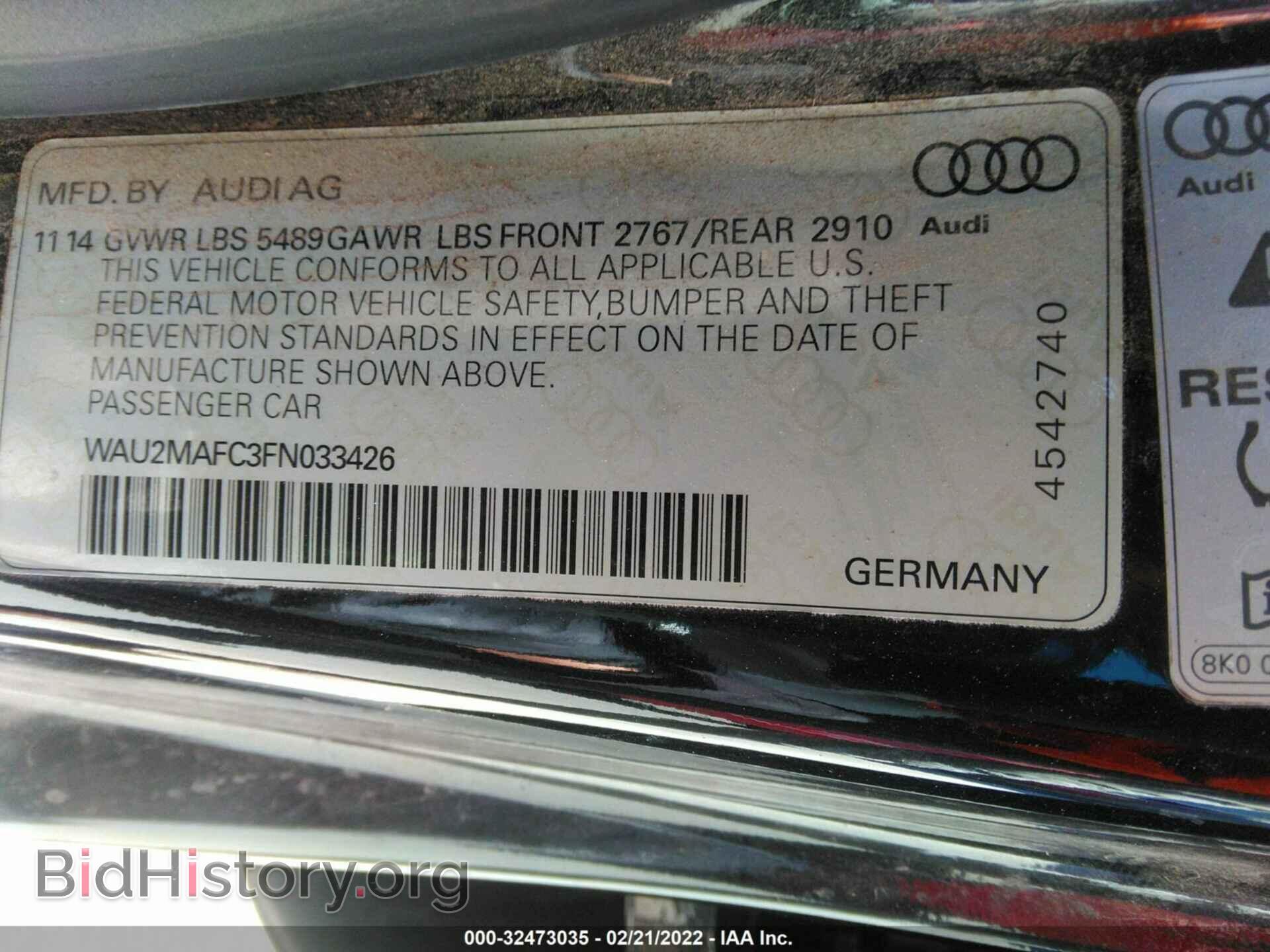 2015 AUDI A7 - VIN: WAU2MAFC3FN033426 - Фото 9