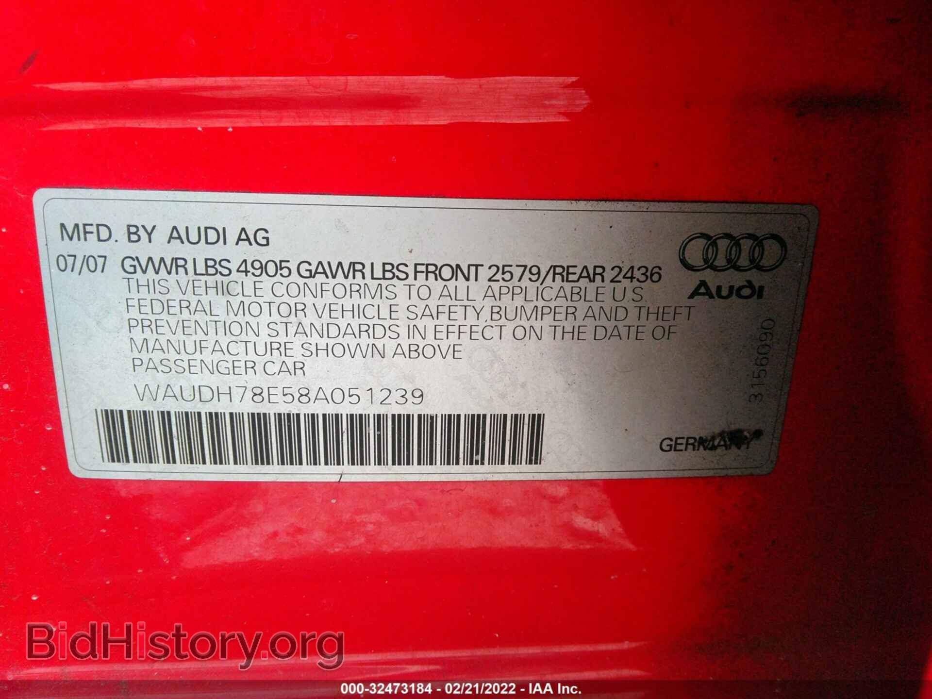 2008 AUDI A4 - VIN: WAUDH78E58A051239 - Фото 9