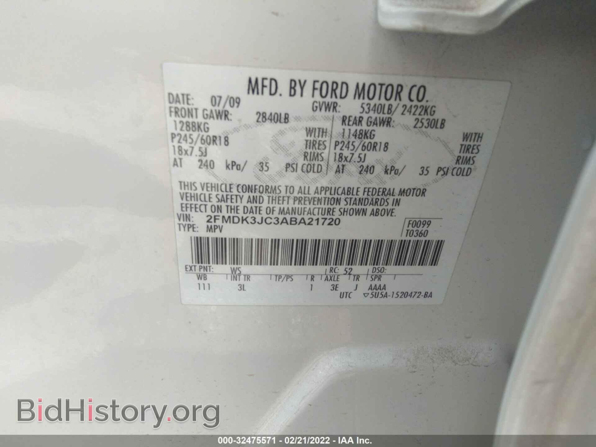 2010 FORD EDGE - VIN: 2FMDK3JC3ABA21720 - Photo 9