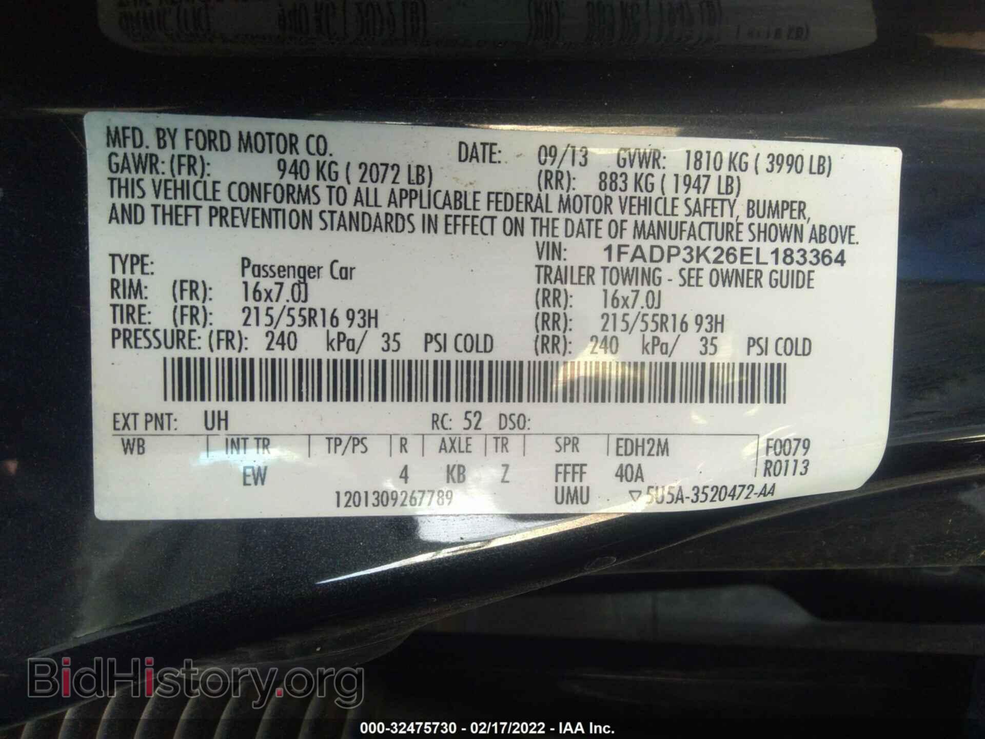 2014 FORD FOCUS - VIN: 1FADP3K26EL183364 - Фото 9
