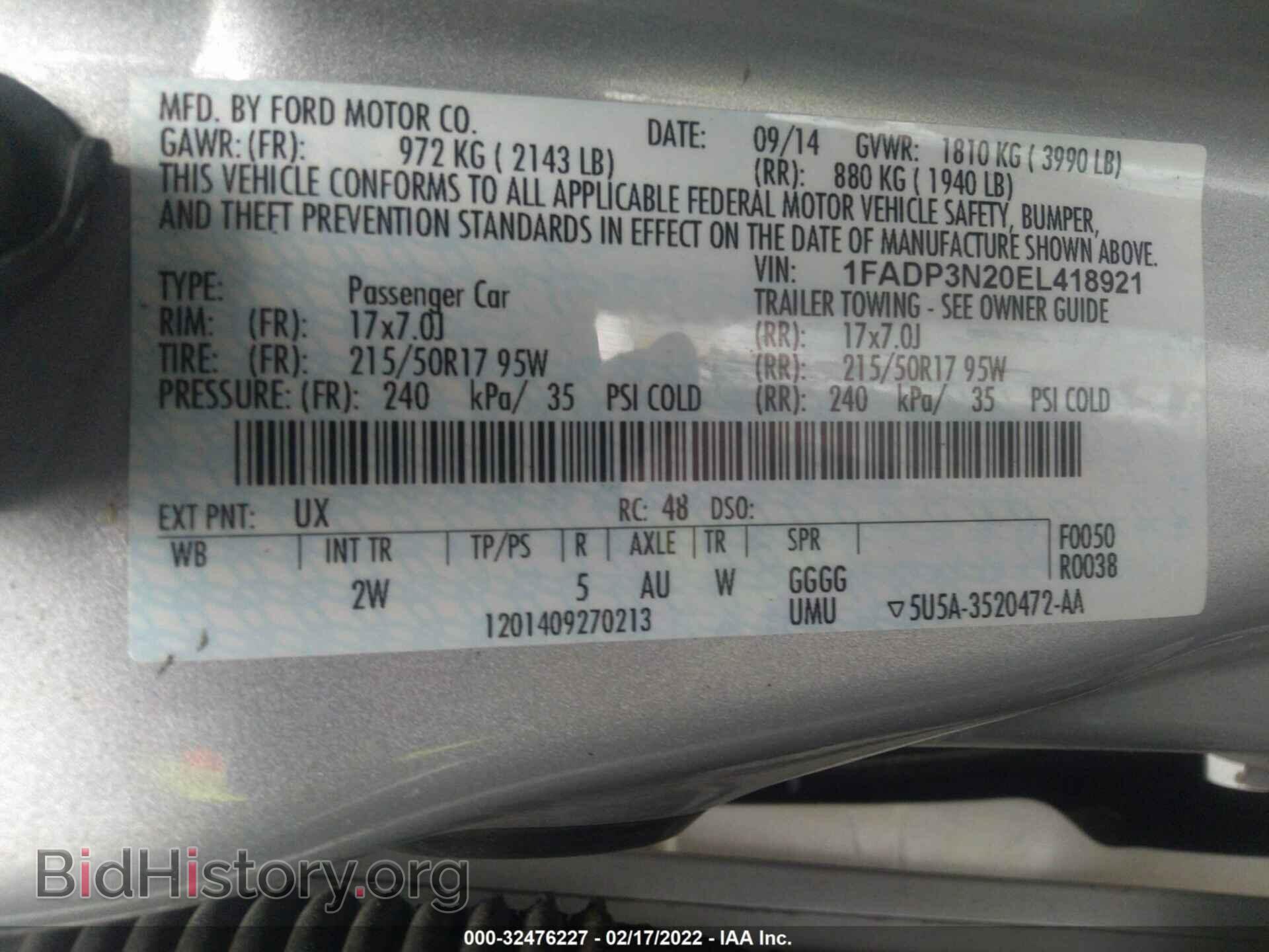 2014 FORD FOCUS - VIN: 1FADP3N20EL418921 - Фото 9