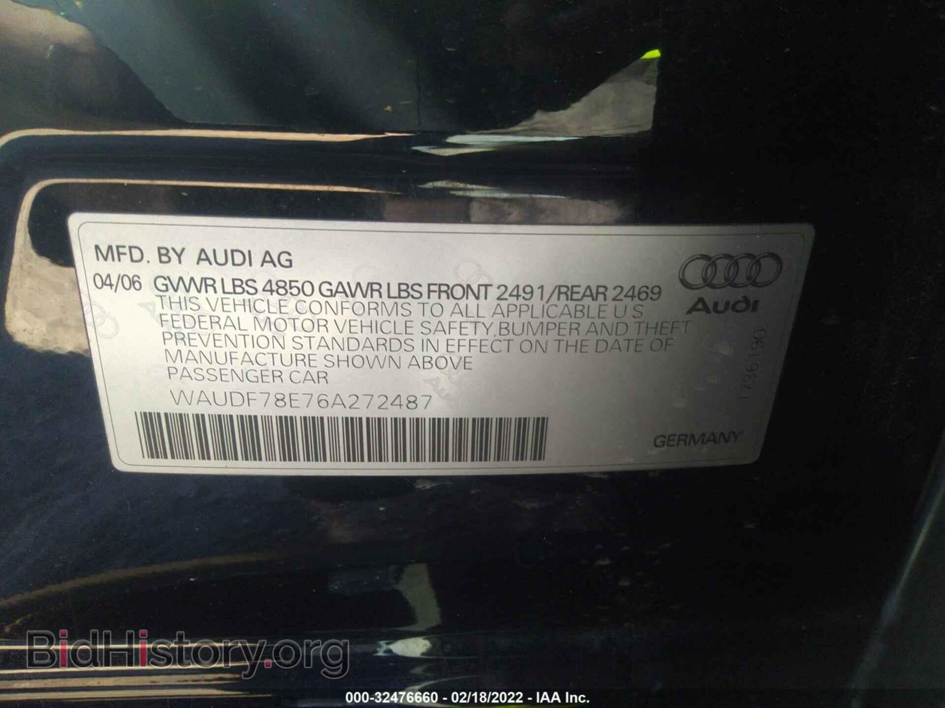 2006 AUDI A4 - VIN: WAUDF78E76A272487 - Photo 9