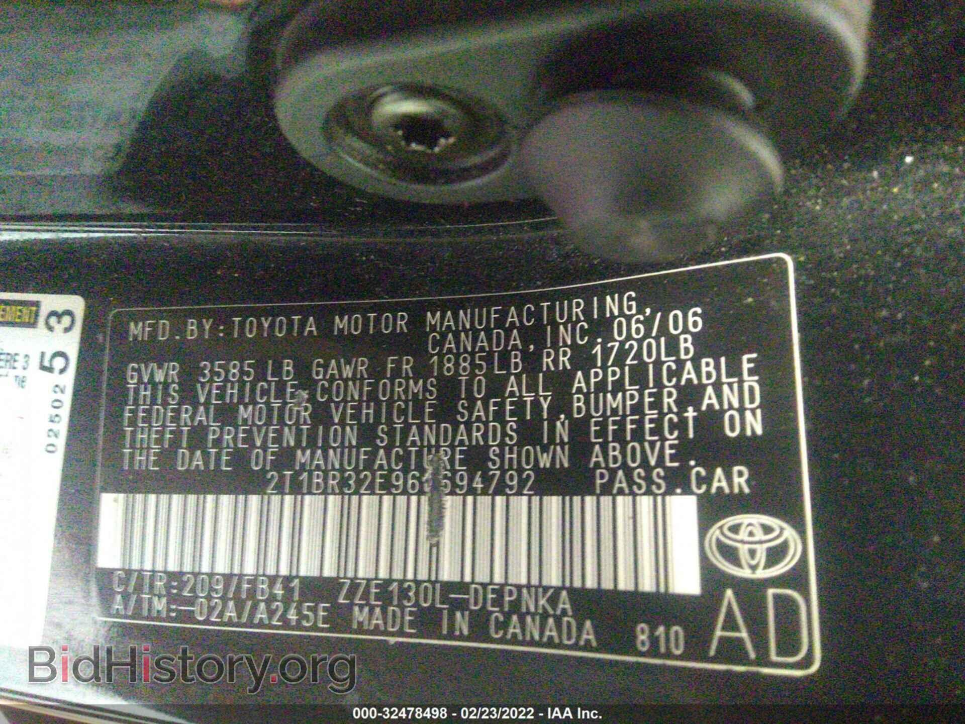 2006 TOYOTA COROLLA - VIN: 2T1BR32E96C694792 - Photo 9