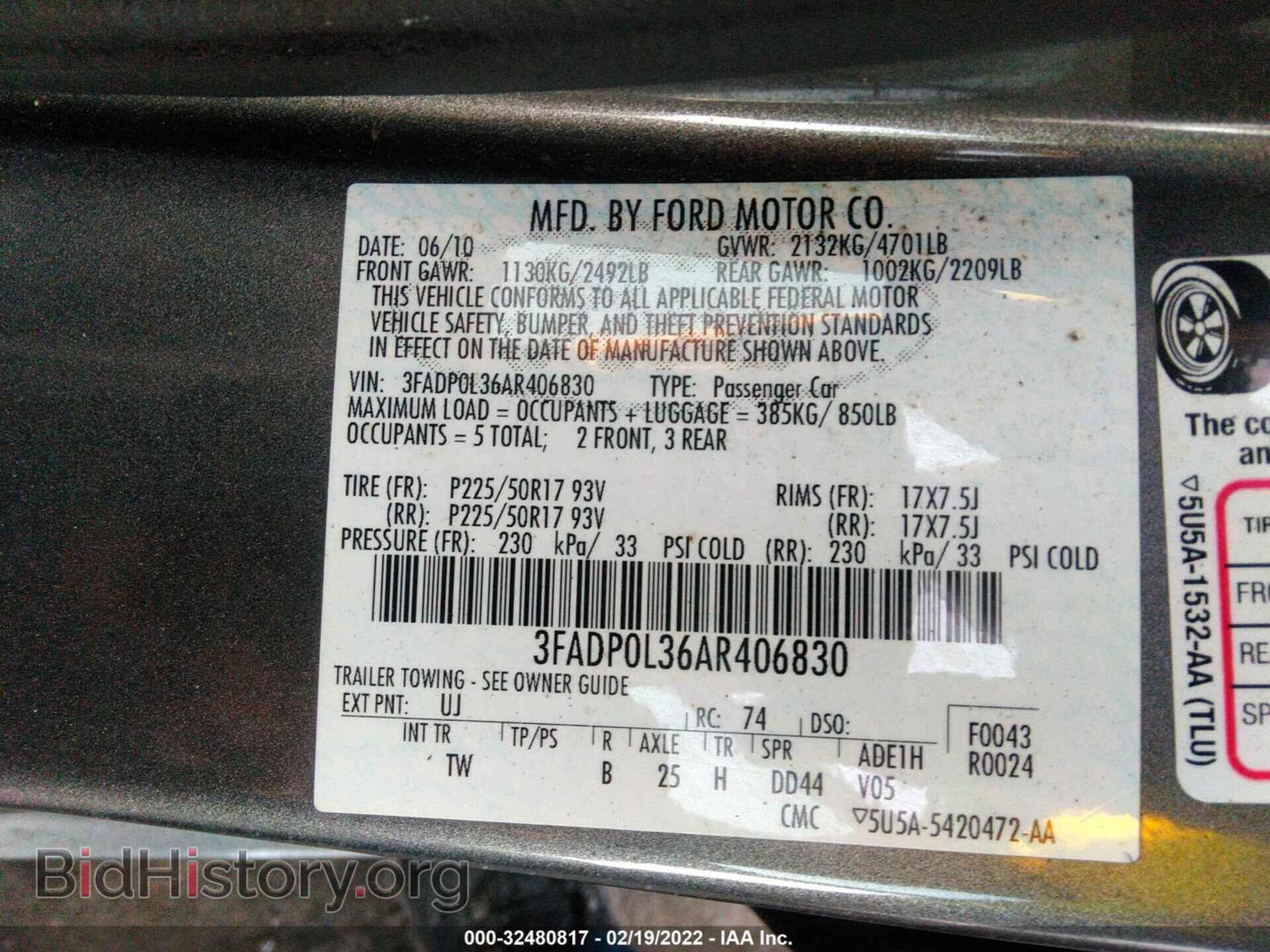 2010 FORD FUSION - VIN: 3FADP0L36AR406830 - Фото 9