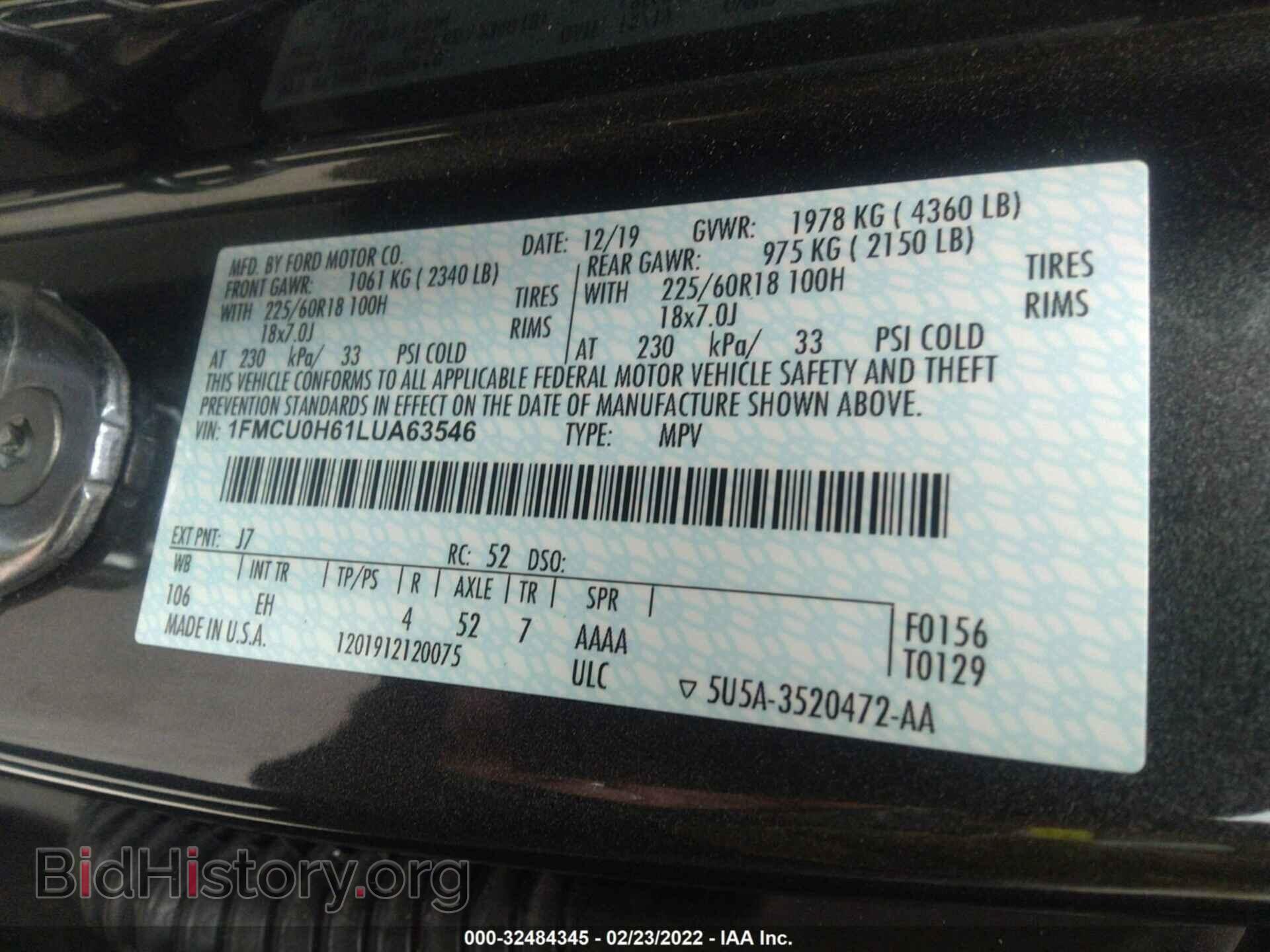 2020 FORD ESCAPE - VIN: 1FMCU0H61LUA63546 - Photo 9