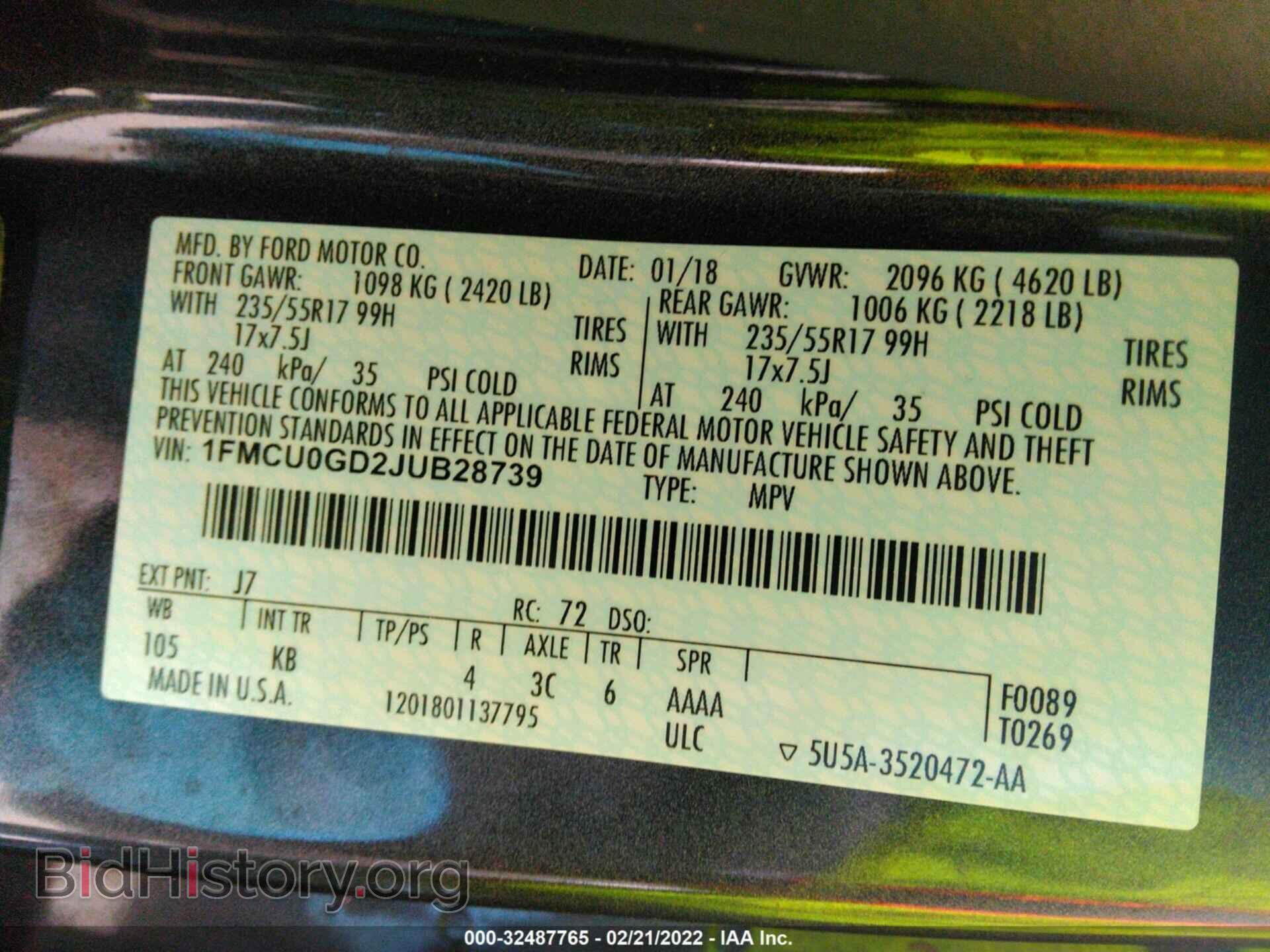 2018 FORD ESCAPE - VIN: 1FMCU0GD2JUB28739 - Фото 9