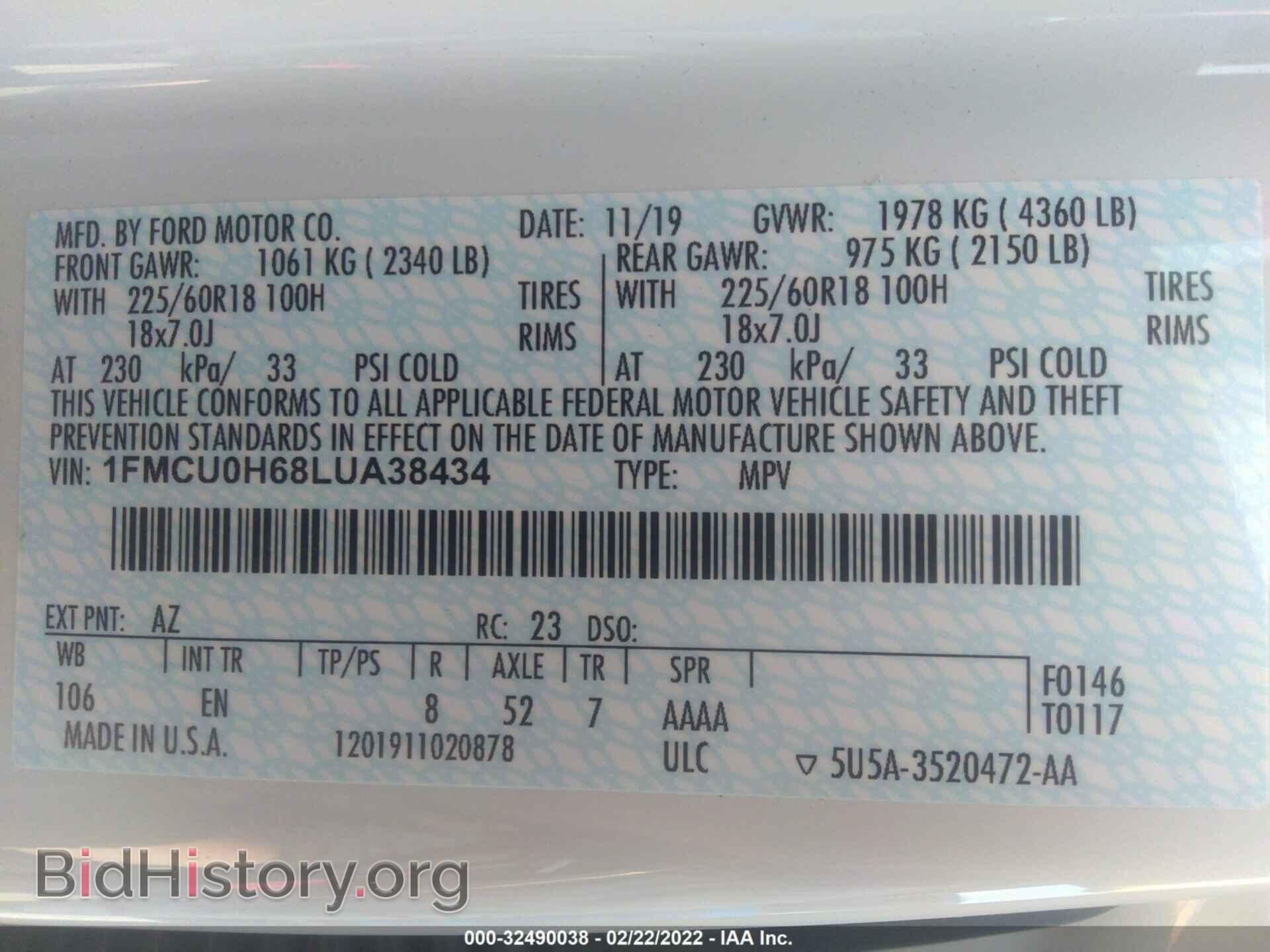 2020 FORD ESCAPE - VIN: 1FMCU0H68LUA38434 - Photo 9