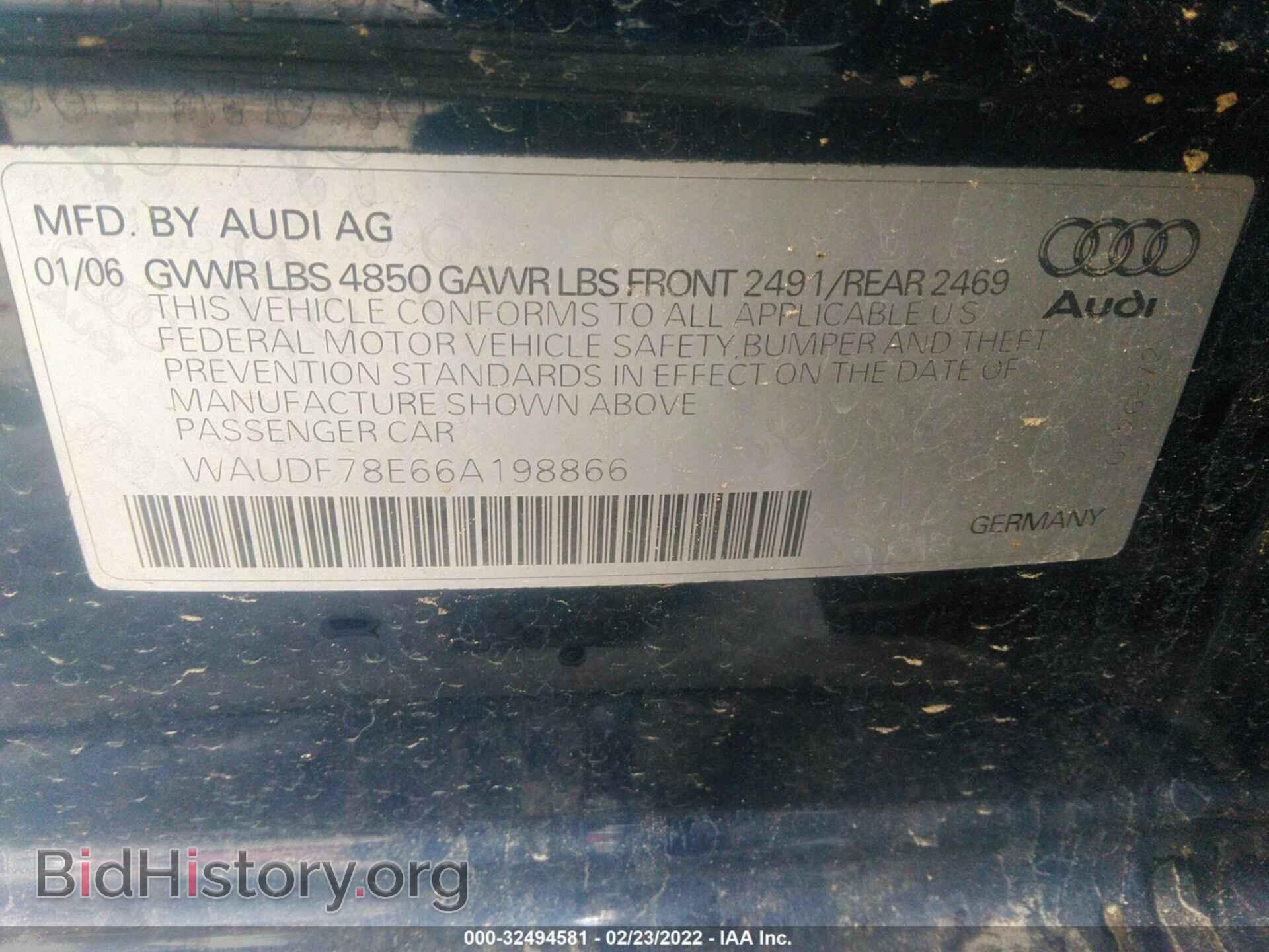 2006 AUDI A4 - VIN: WAUDF78E66A198866 - Фото 9