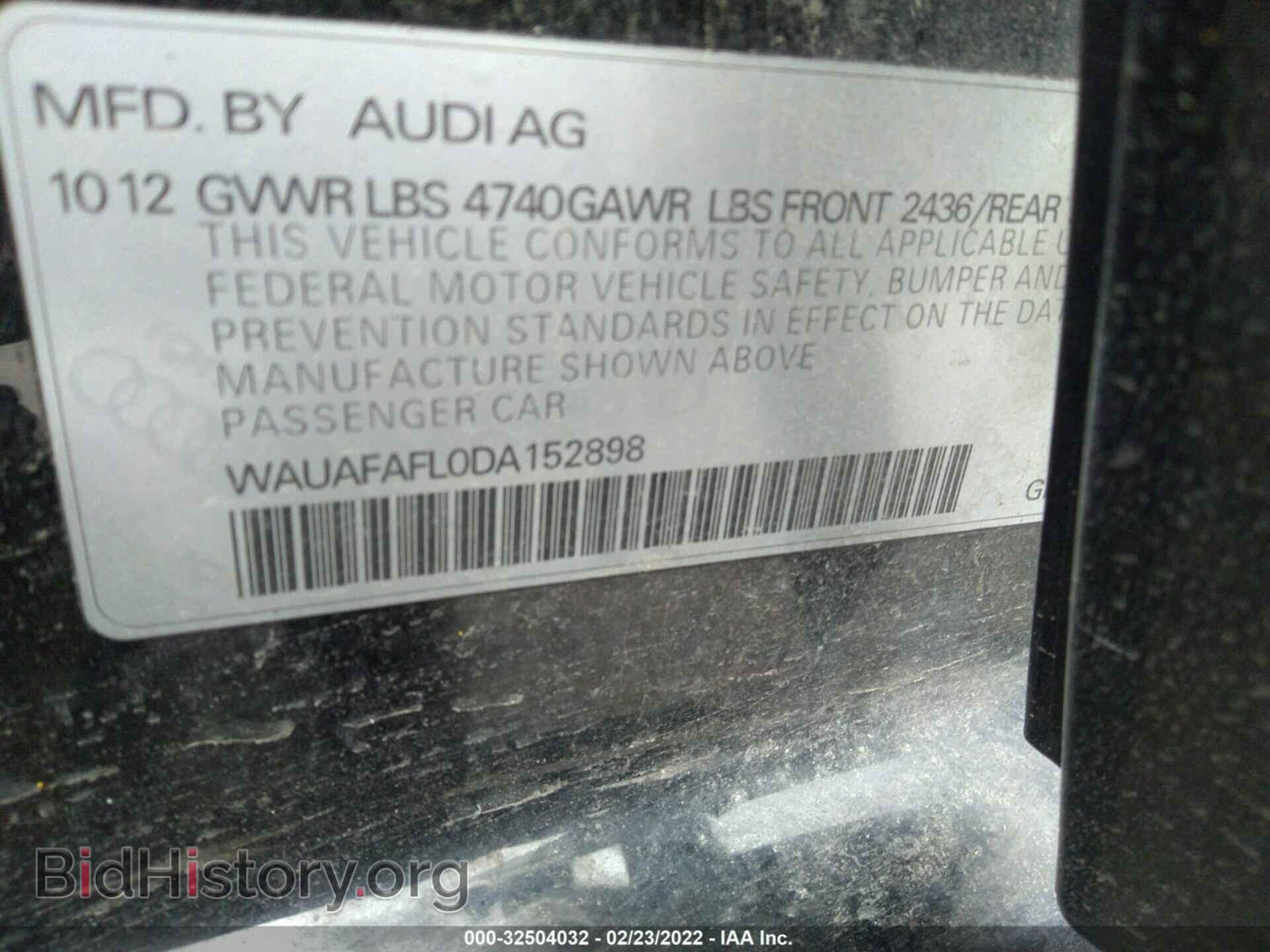 2013 AUDI A4 - VIN: WAUAFAFL0DA152898 - Фото 9