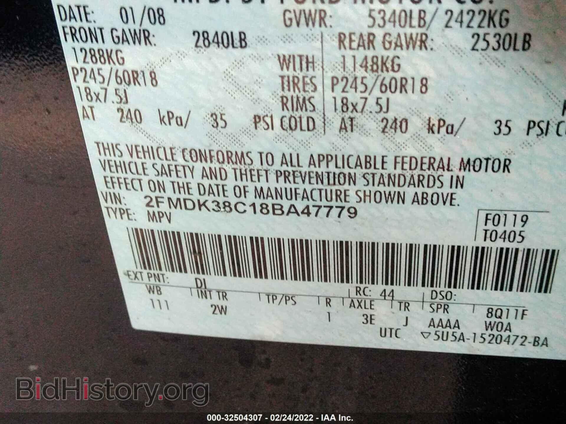 2008 FORD EDGE - VIN: 2FMDK38C18BA47779 - Фото 9