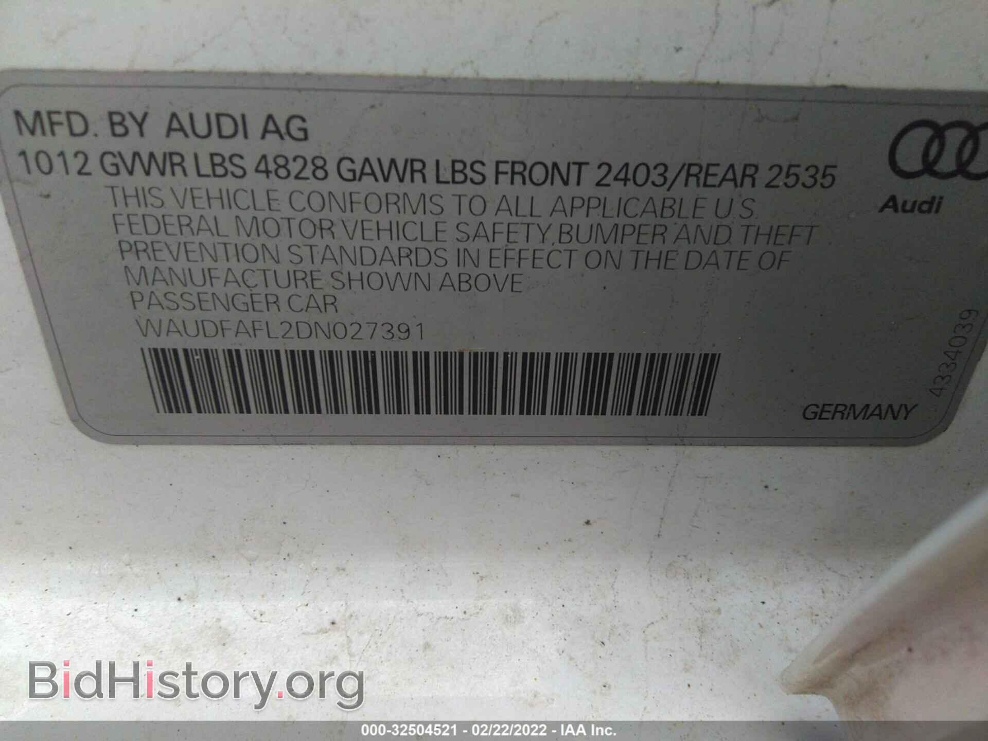 2013 AUDI A4 - VIN: WAUDFAFL2DN027391 - Photo 9