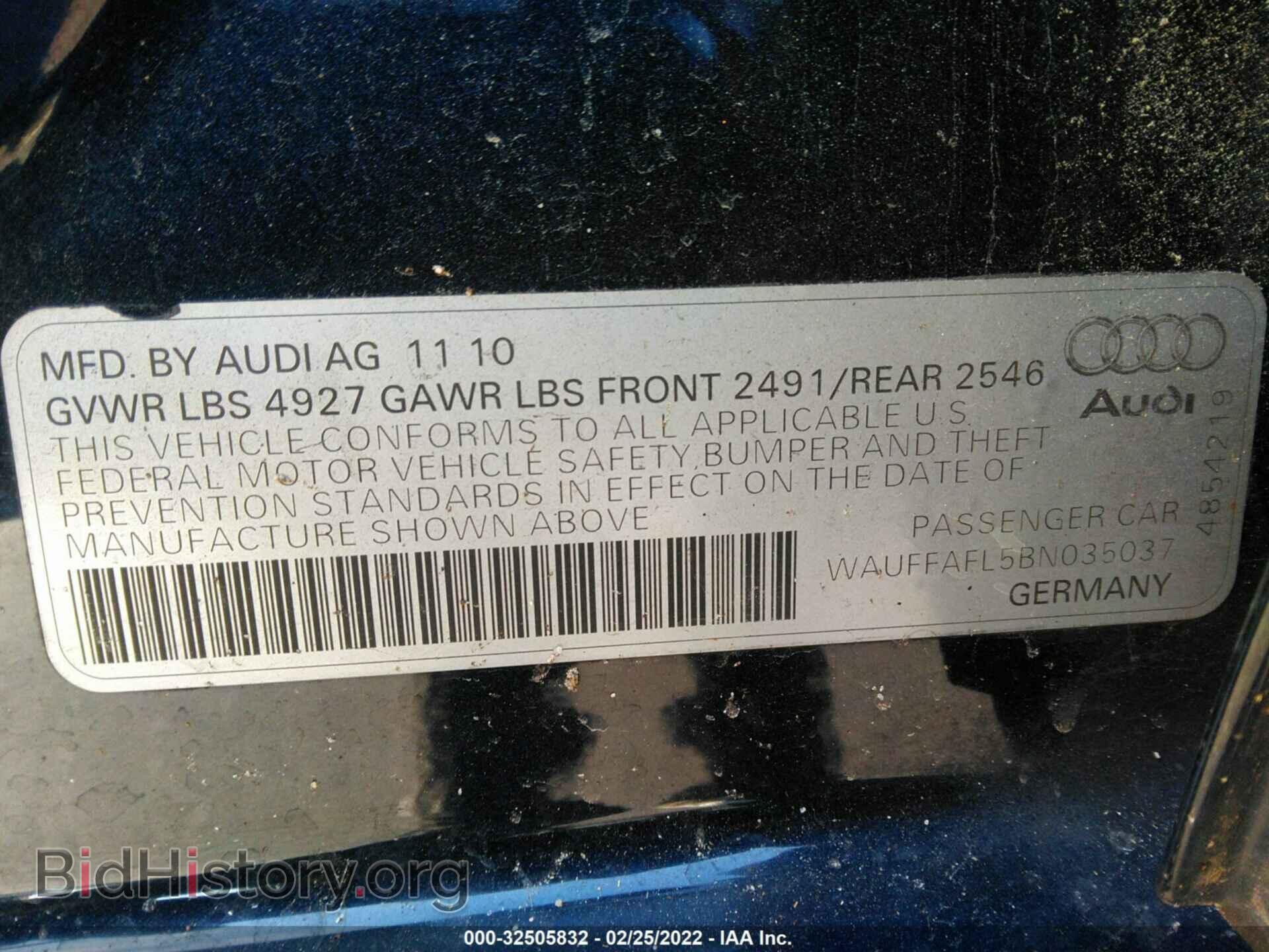 2011 AUDI A4 - VIN: WAUFFAFL5BN035037 - Фото 9
