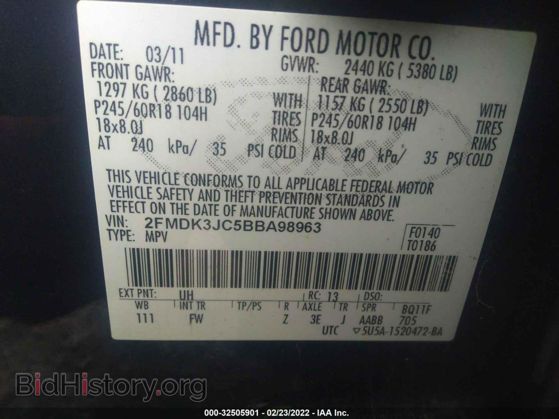 2011 FORD EDGE - VIN: 2FMDK3JC5BBA98963 - Фото 9