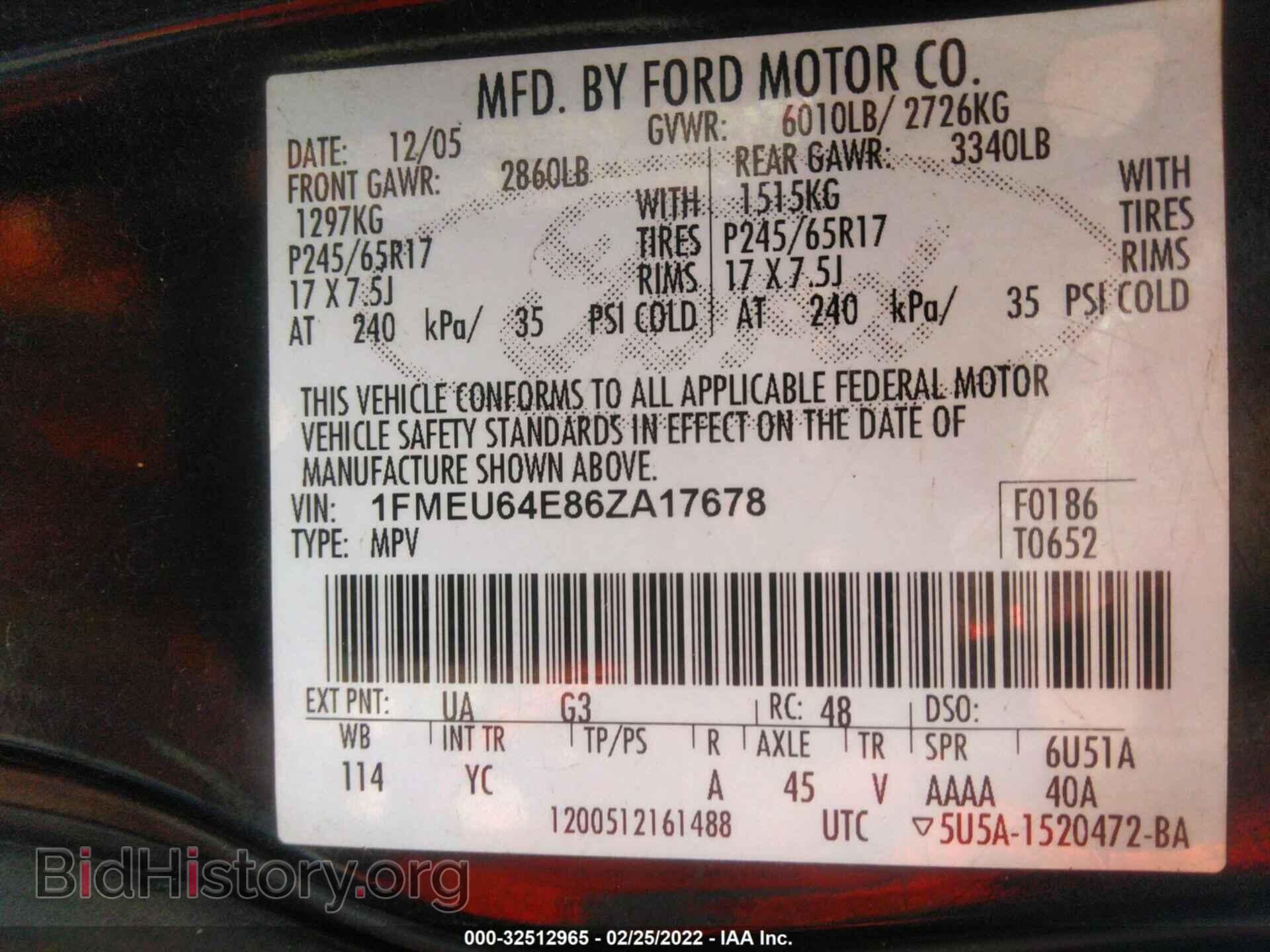 2006 FORD EXPLORER - VIN: 1FMEU64E86ZA17678 - Фото 9
