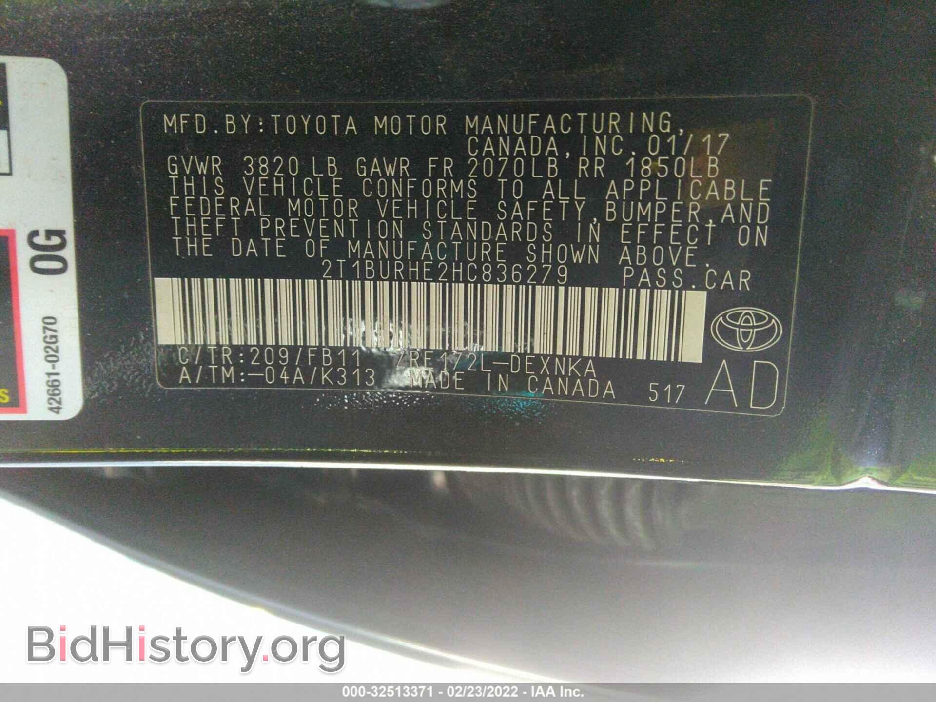2017 TOYOTA COROLLA - VIN: 2T1BURHE2HC836279 - Фото 9
