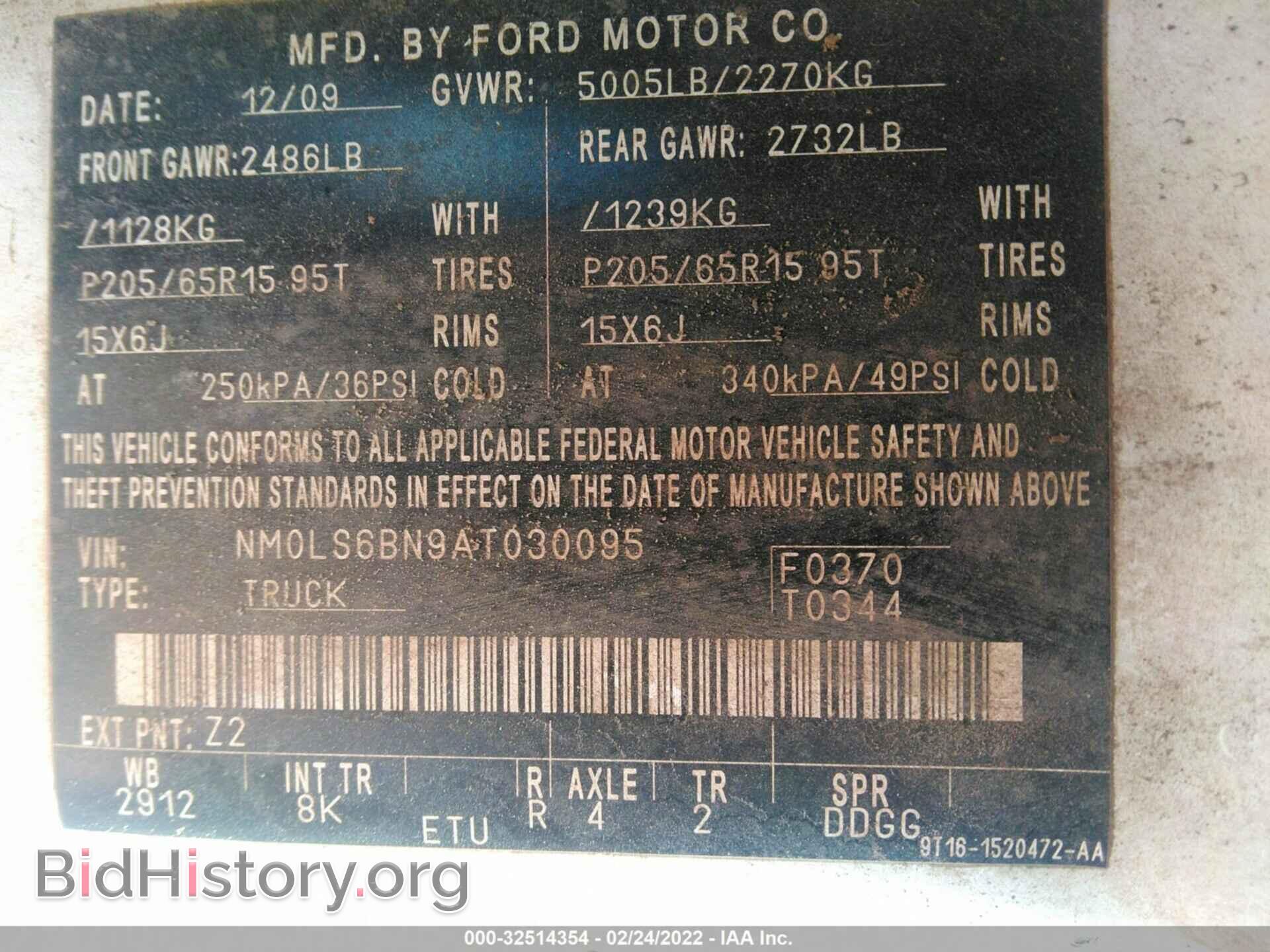 2010 FORD TRANSIT CONNECT - VIN: NM0LS6BN9AT030095 - Фото 9