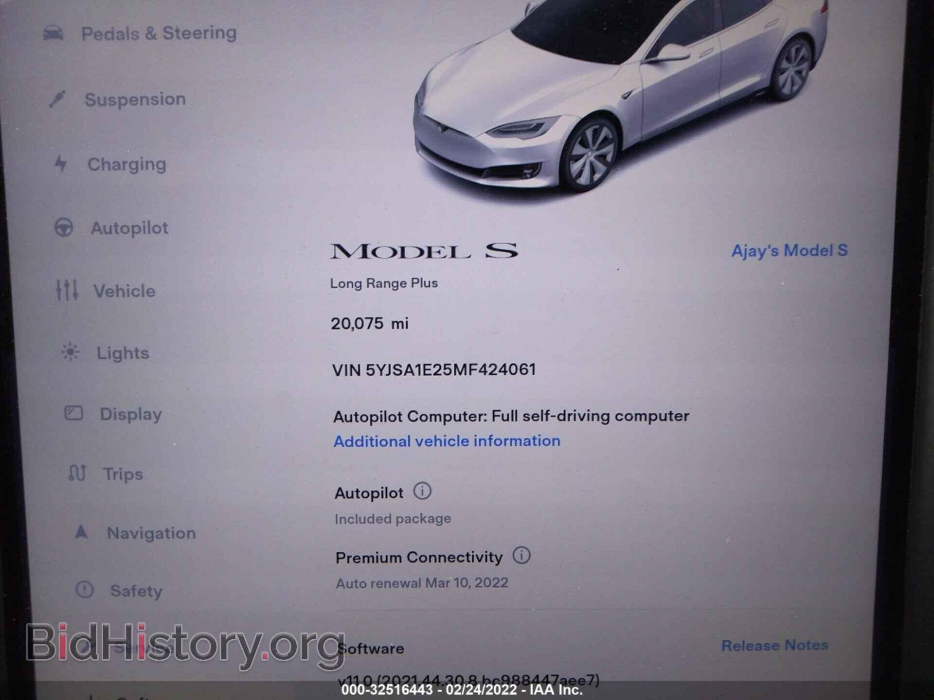 2021 TESLA MODEL S - VIN: 5YJSA1E25MF424061 - Photo 7