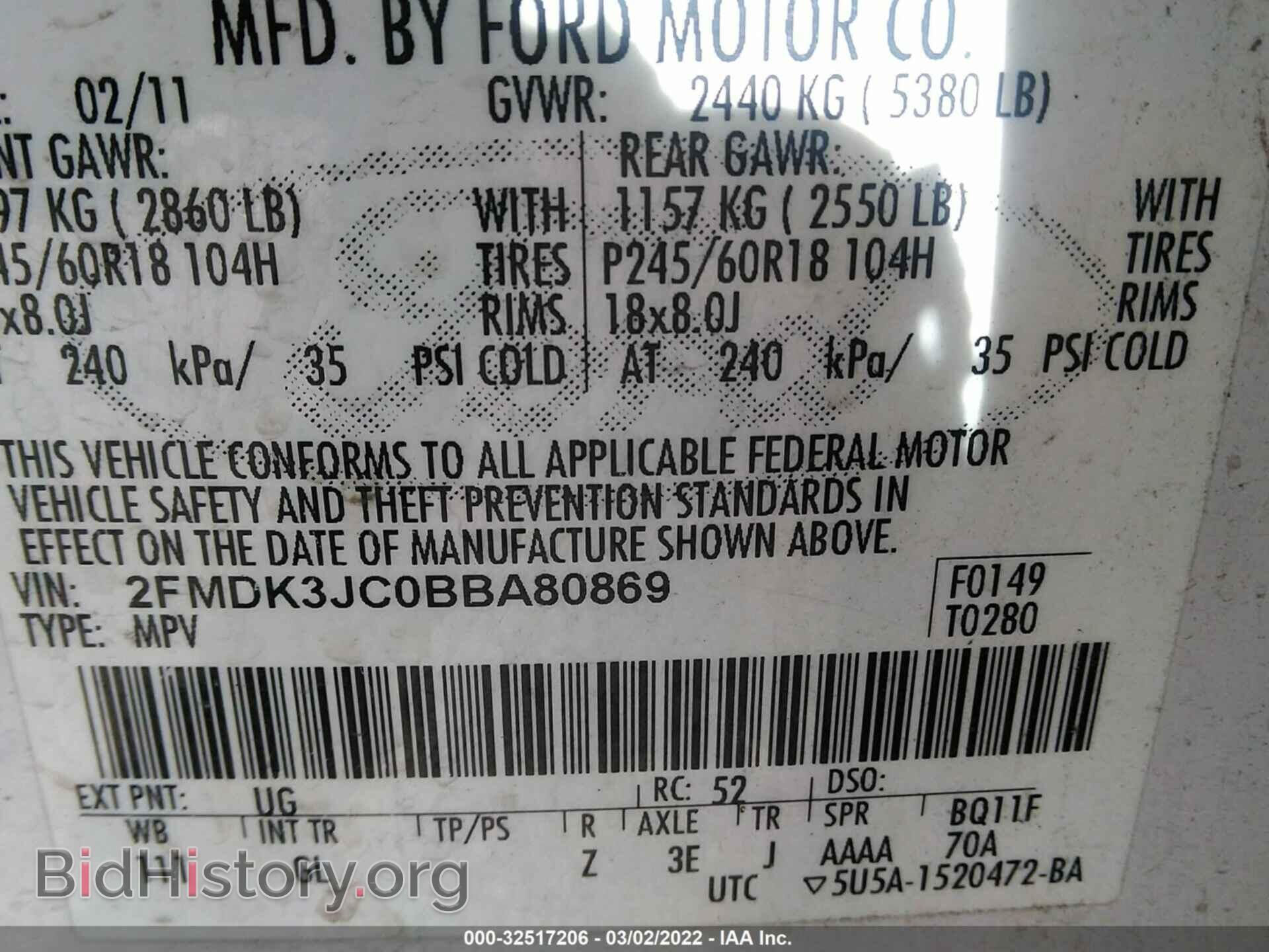 2011 FORD EDGE - VIN: 2FMDK3JC0BBA80869 - Photo 9