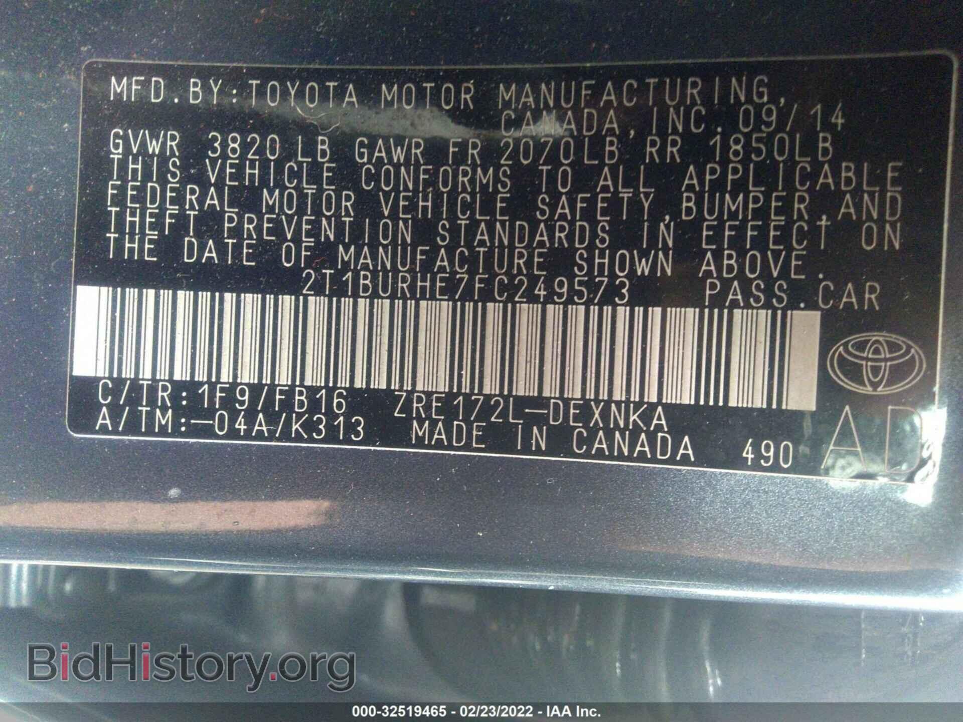 2015 TOYOTA COROLLA - VIN: 2T1BURHE7FC249573 - Photo 9