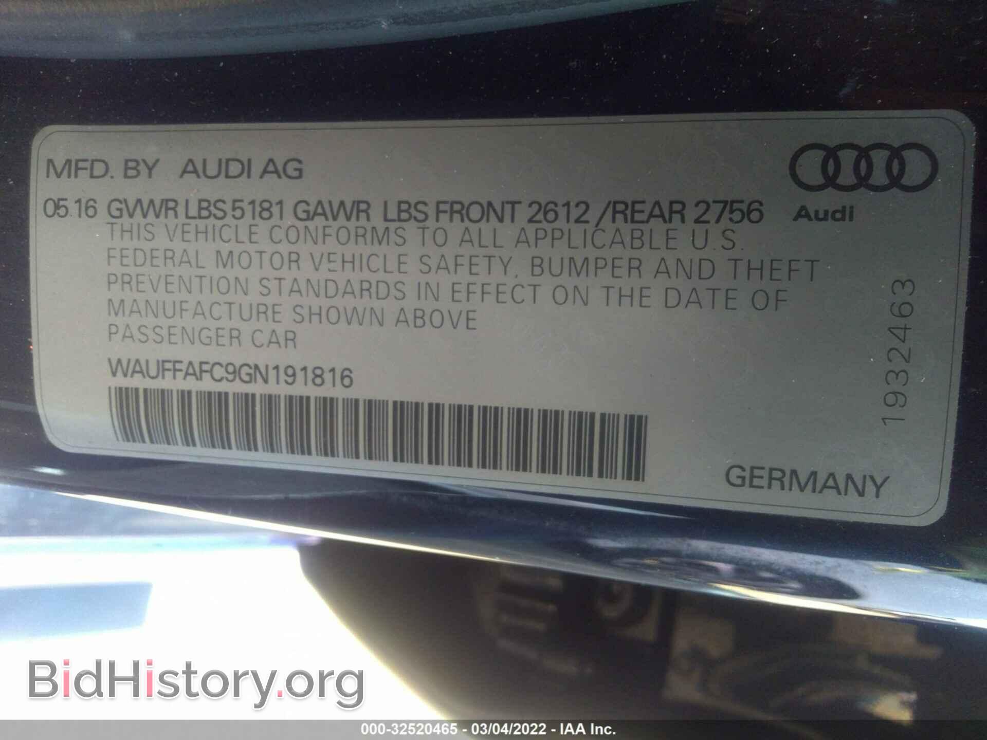 2016 AUDI A6 - VIN: WAUFFAFC9GN191816 - Фото 9