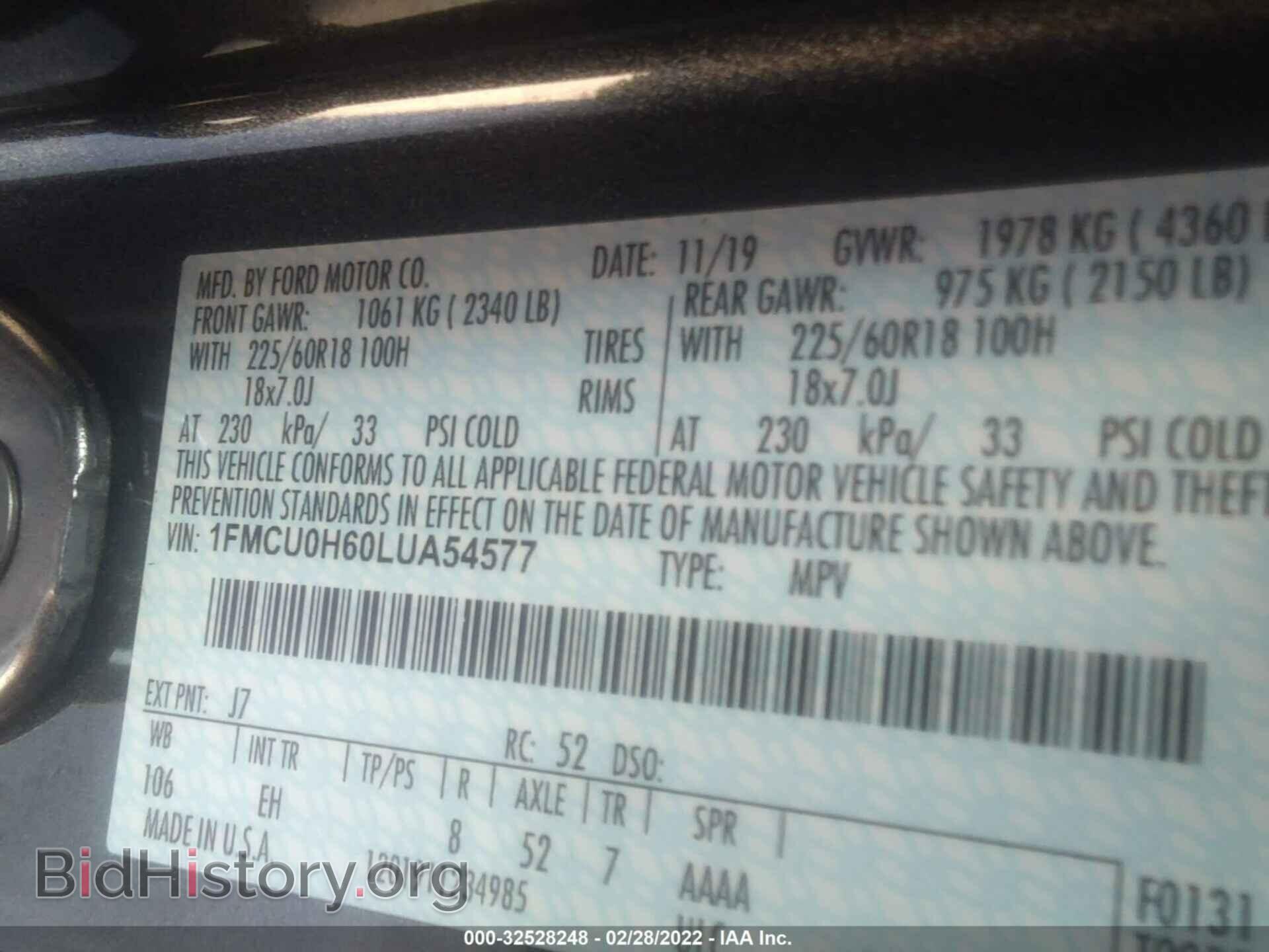 2020 FORD ESCAPE - VIN: 1FMCU0H60LUA54577 - Photo 9