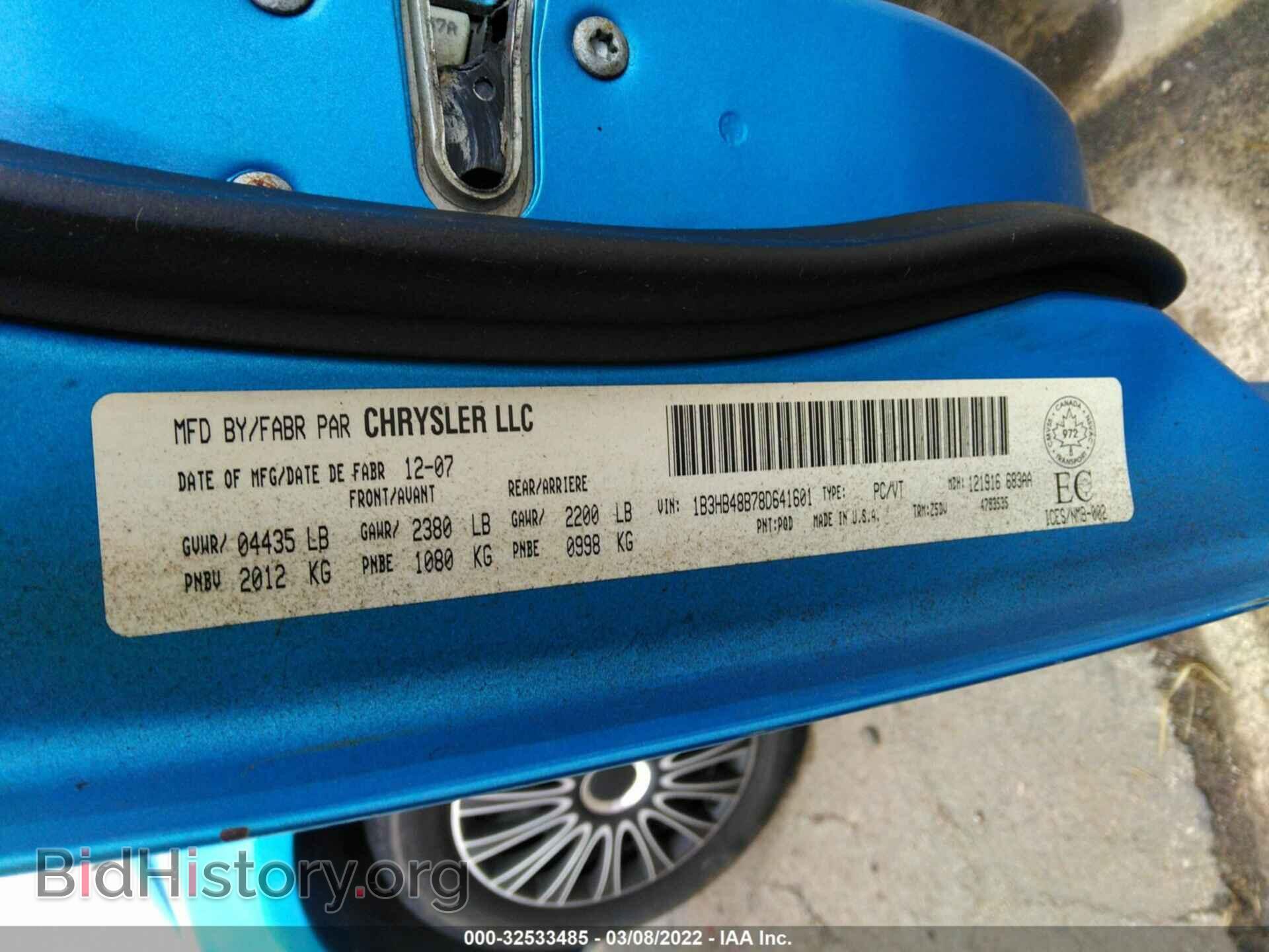 2008 DODGE CALIBER - VIN: 1B3HB48B78D641601 - Photo 9